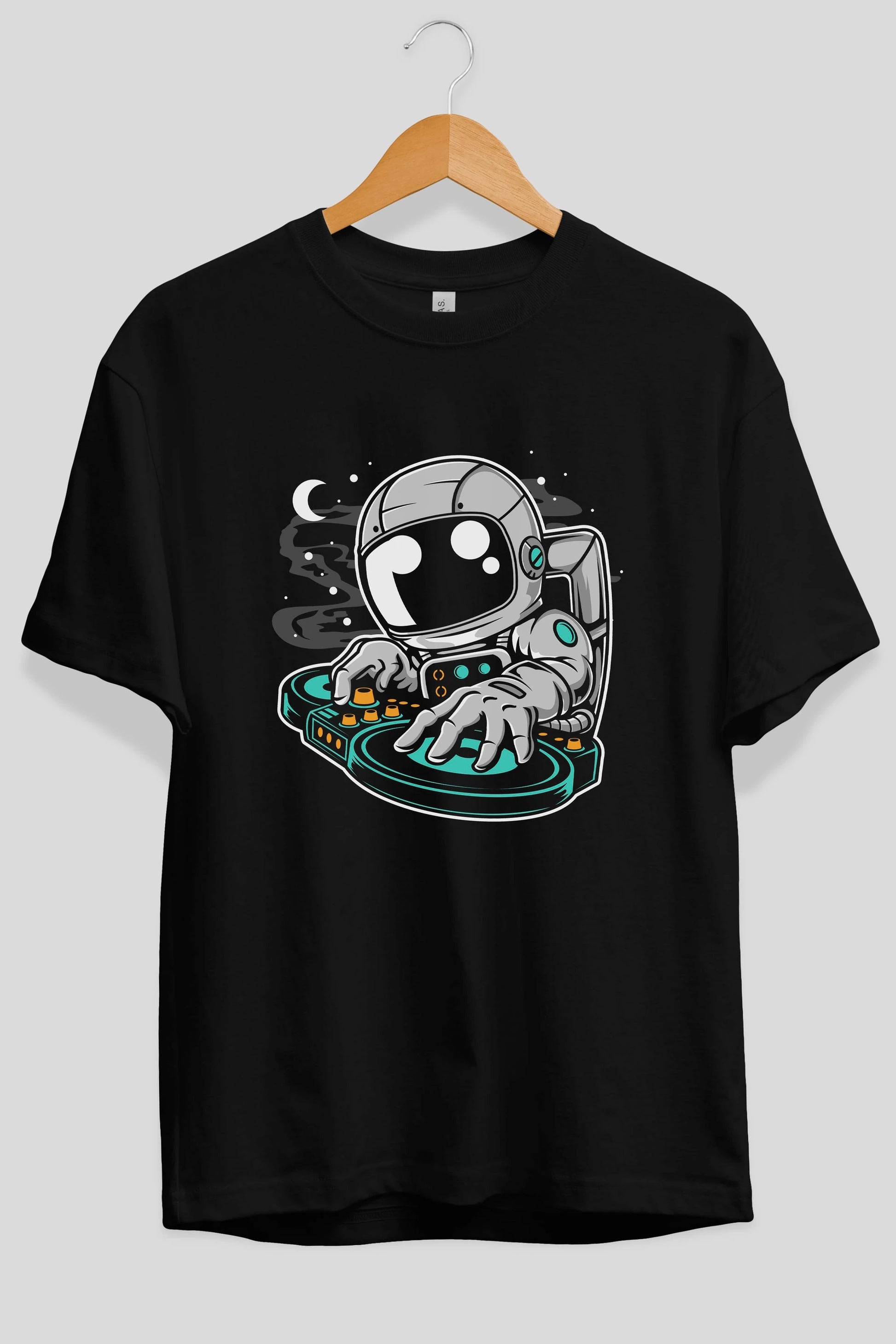 Astronaut DJ Ön Baskılı Oversize t-shirt Erkek Kadın Unisex
