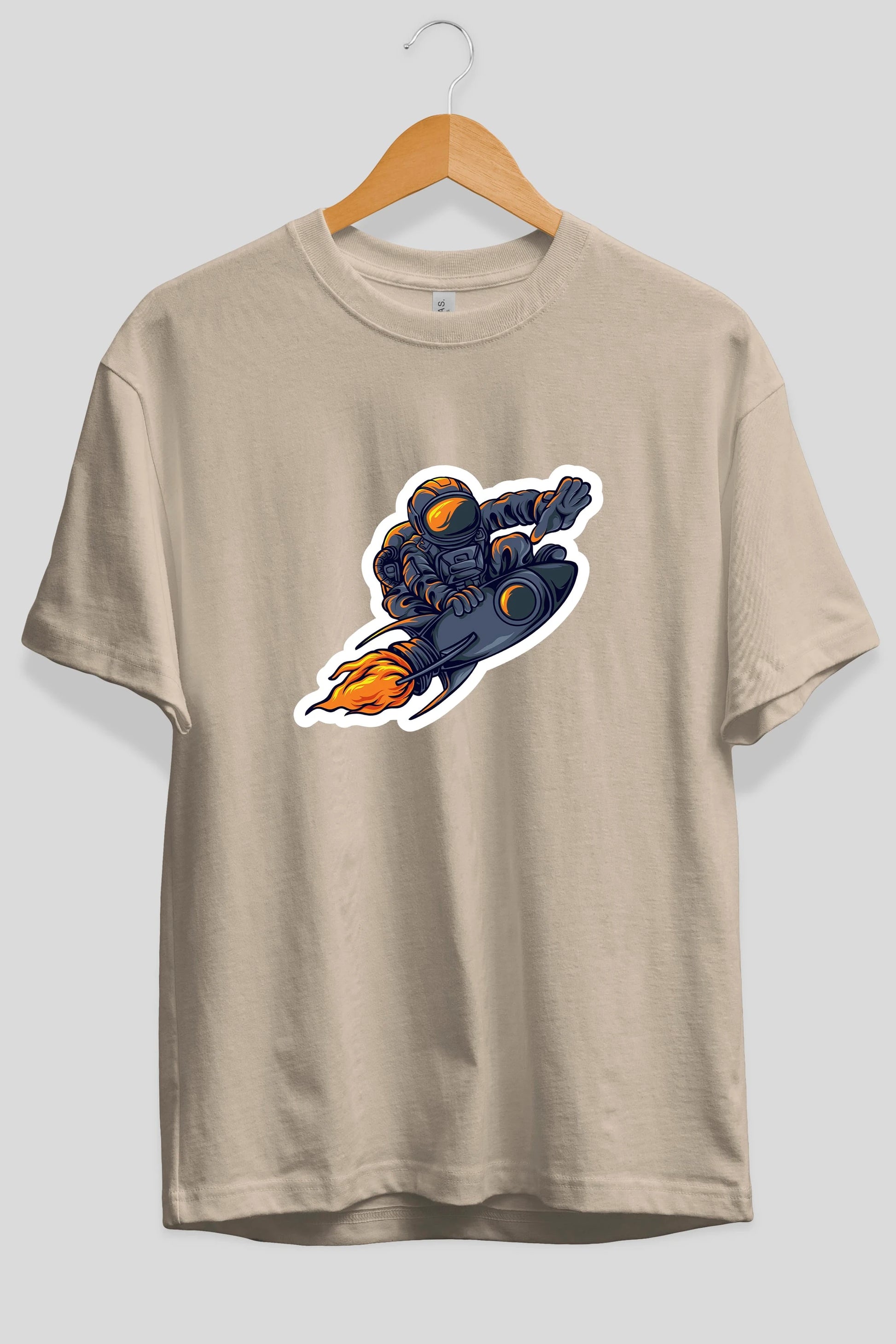 Astrocket Illustration Sticker Ön Baskılı Oversize t-shirt Erkek Kadın Unisex