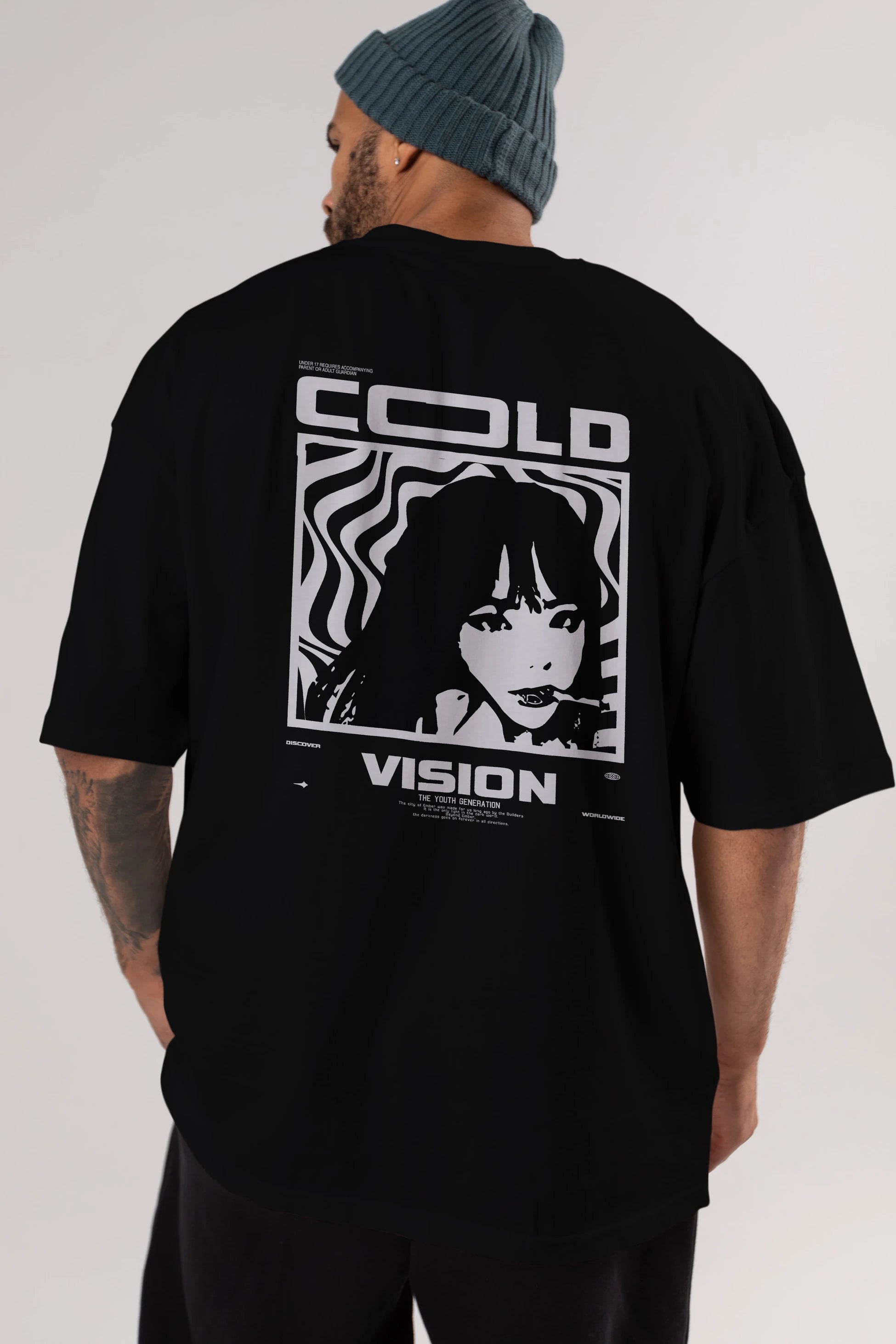 Cold Vision Arka Baskılı Oversize t-shirt Erkek Kadın Unisex