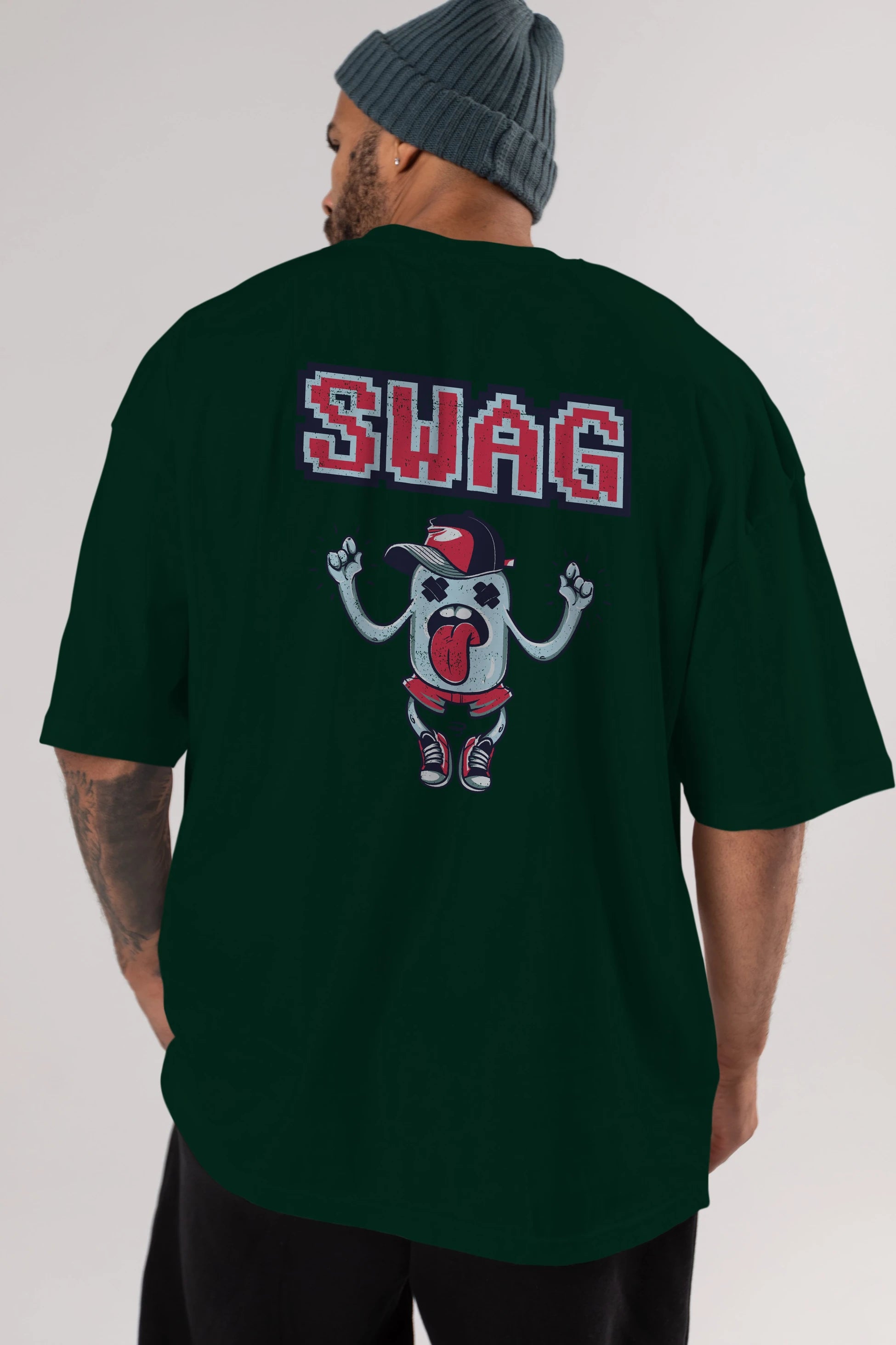 Swag Arka Baskılı Oversize t-shirt Erkek Kadın Unisex