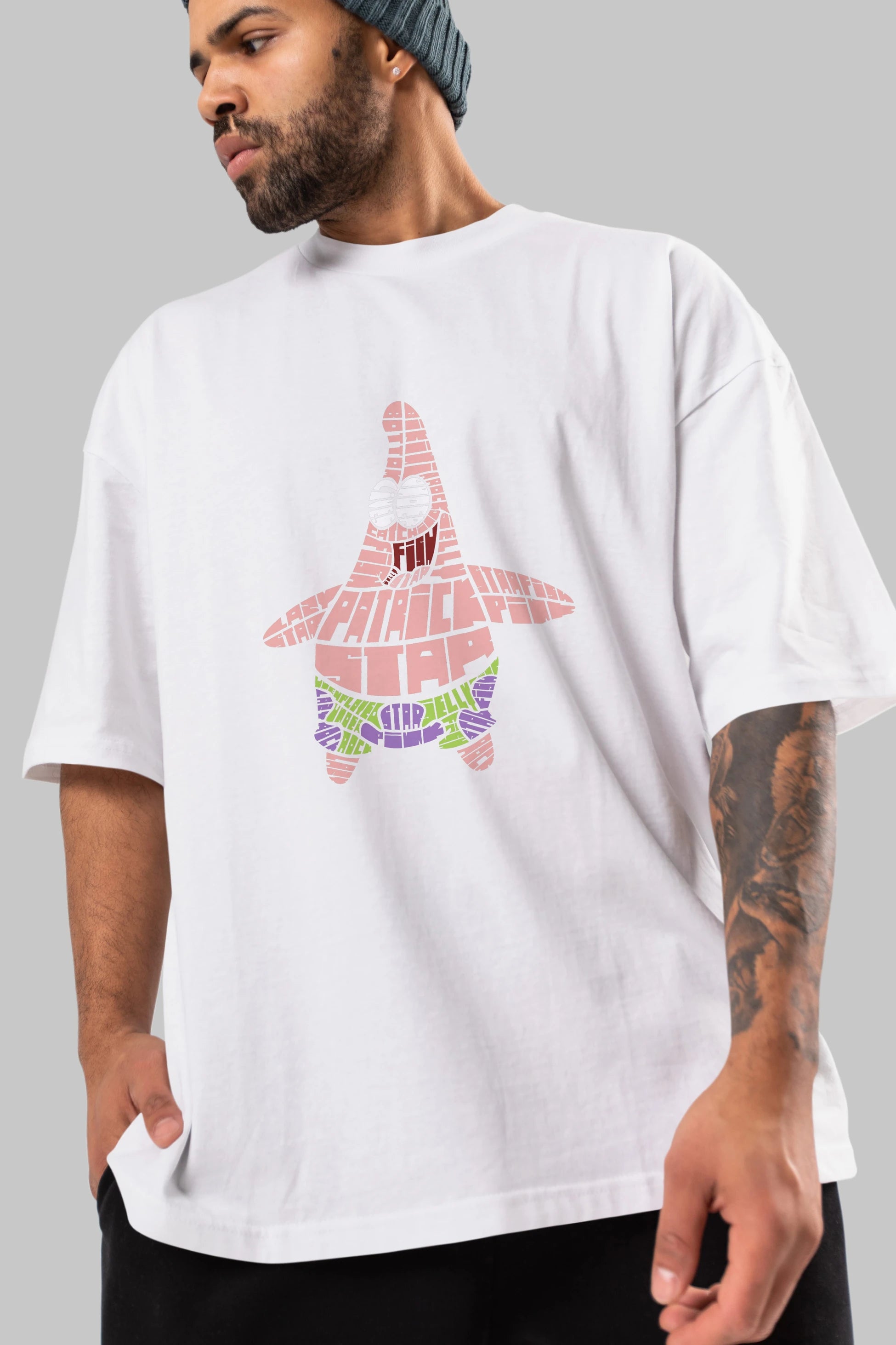 Patrick Star Ön Baskılı Oversize t-shirt %100 pamuk Erkek Kadın Unisex
