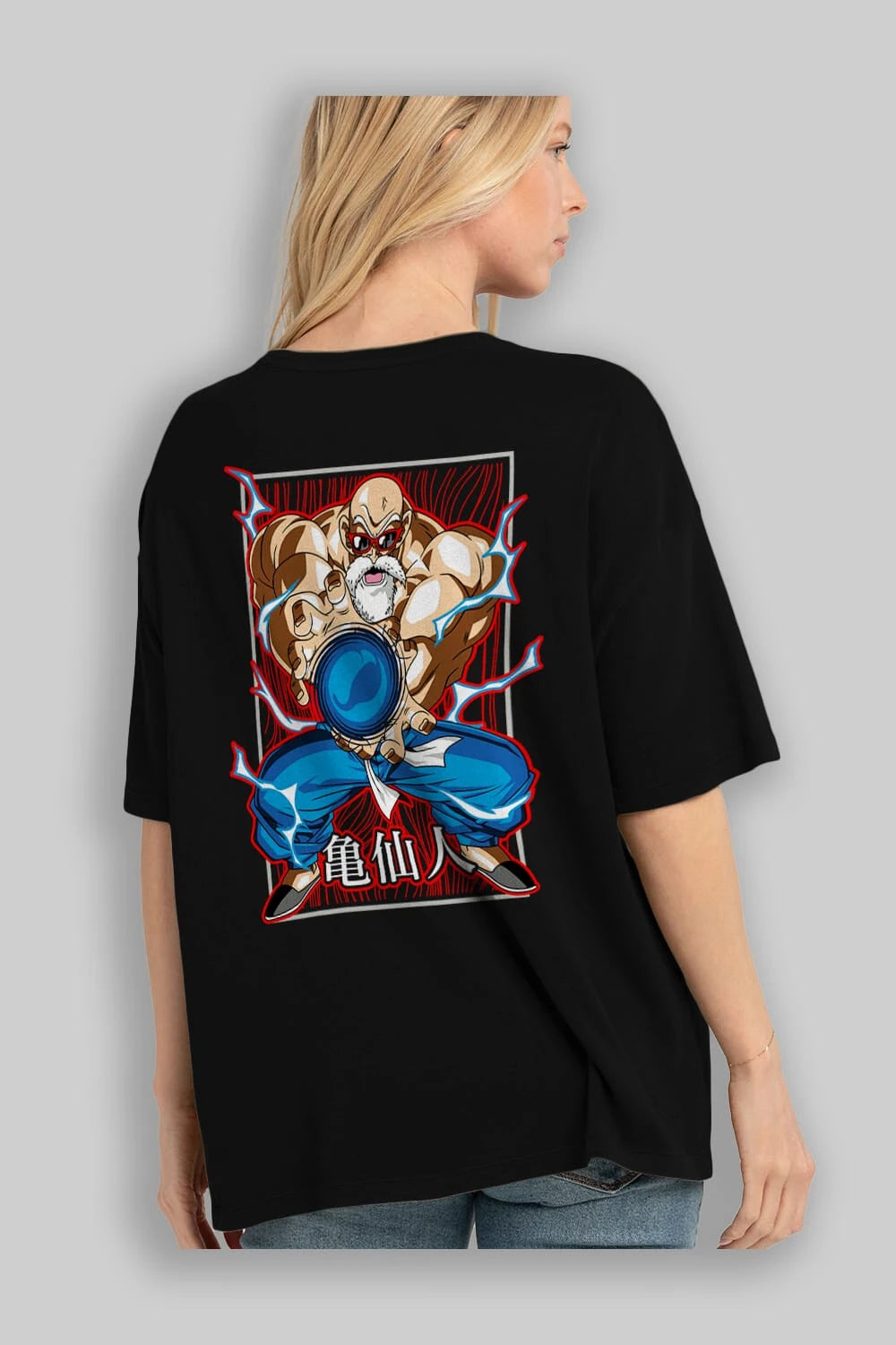 DragonBall MaestroRoshi Anime Arka Baskılı Oversize t-shirt Erkek Kadın Unisex