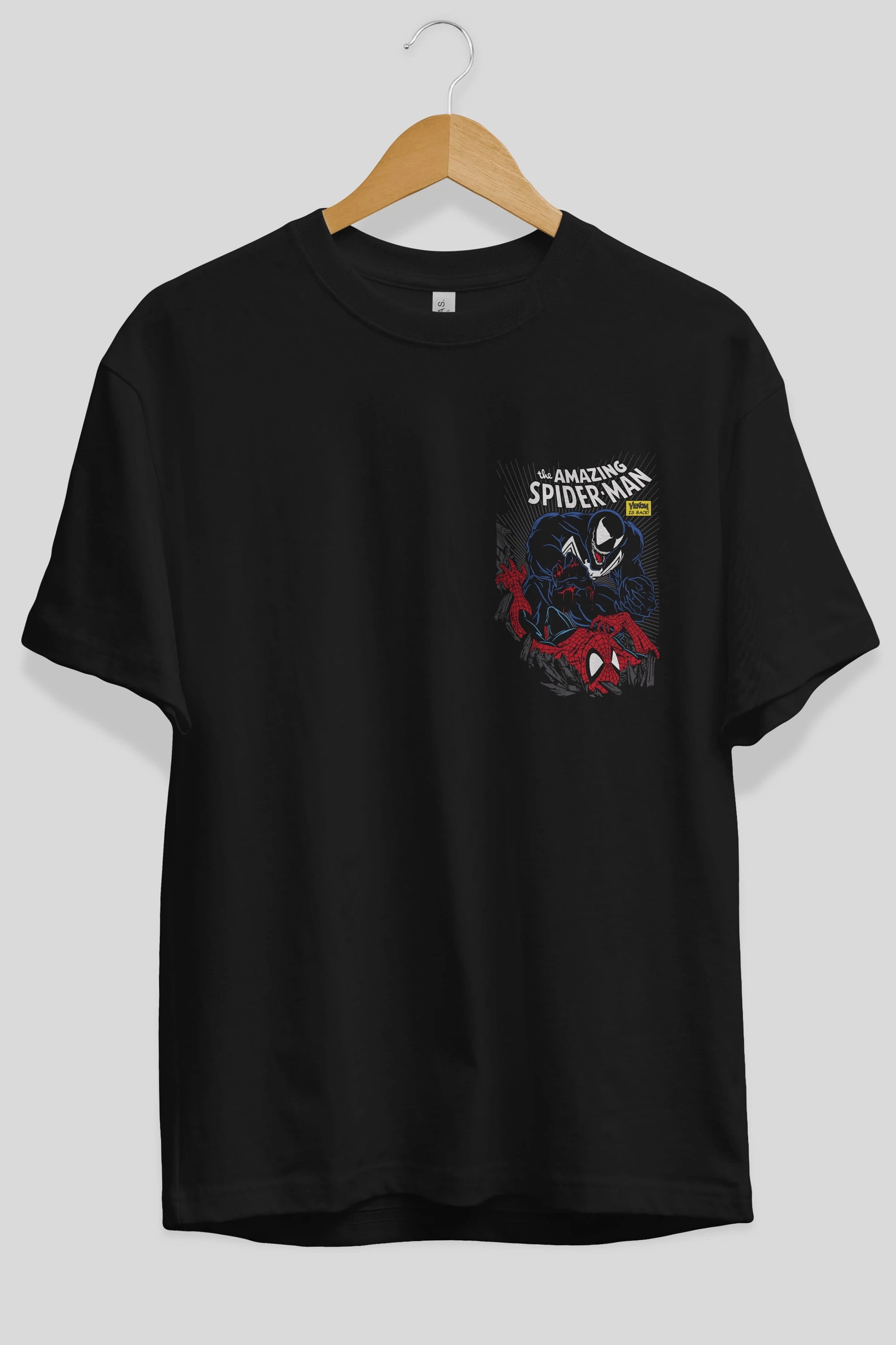 Venom (19) Ön Sol Baskılı Oversize t-shirt Erkek Kadın Unisex %100 Pamuk Bisiklet Yaka tişort