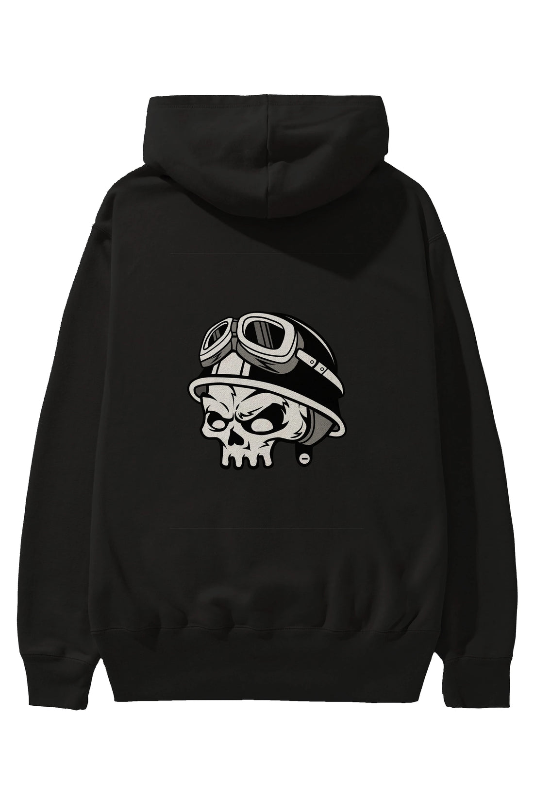 Biker Helmet Arka Baskılı Hoodie Oversize Kapüşonlu Sweatshirt Erkek Kadın Unisex