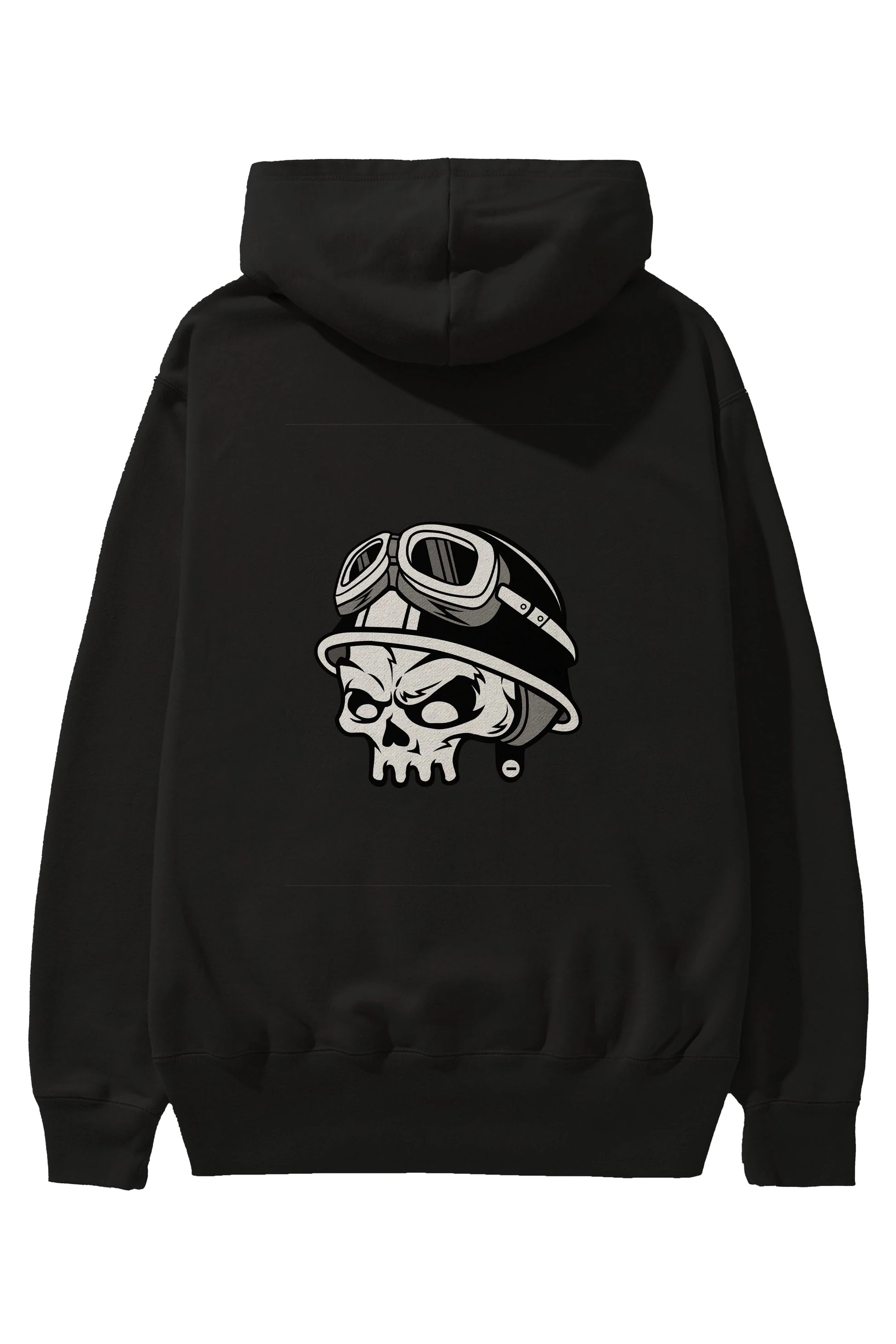 Biker Helmet Arka Baskılı Hoodie Oversize Kapüşonlu Sweatshirt Erkek Kadın Unisex