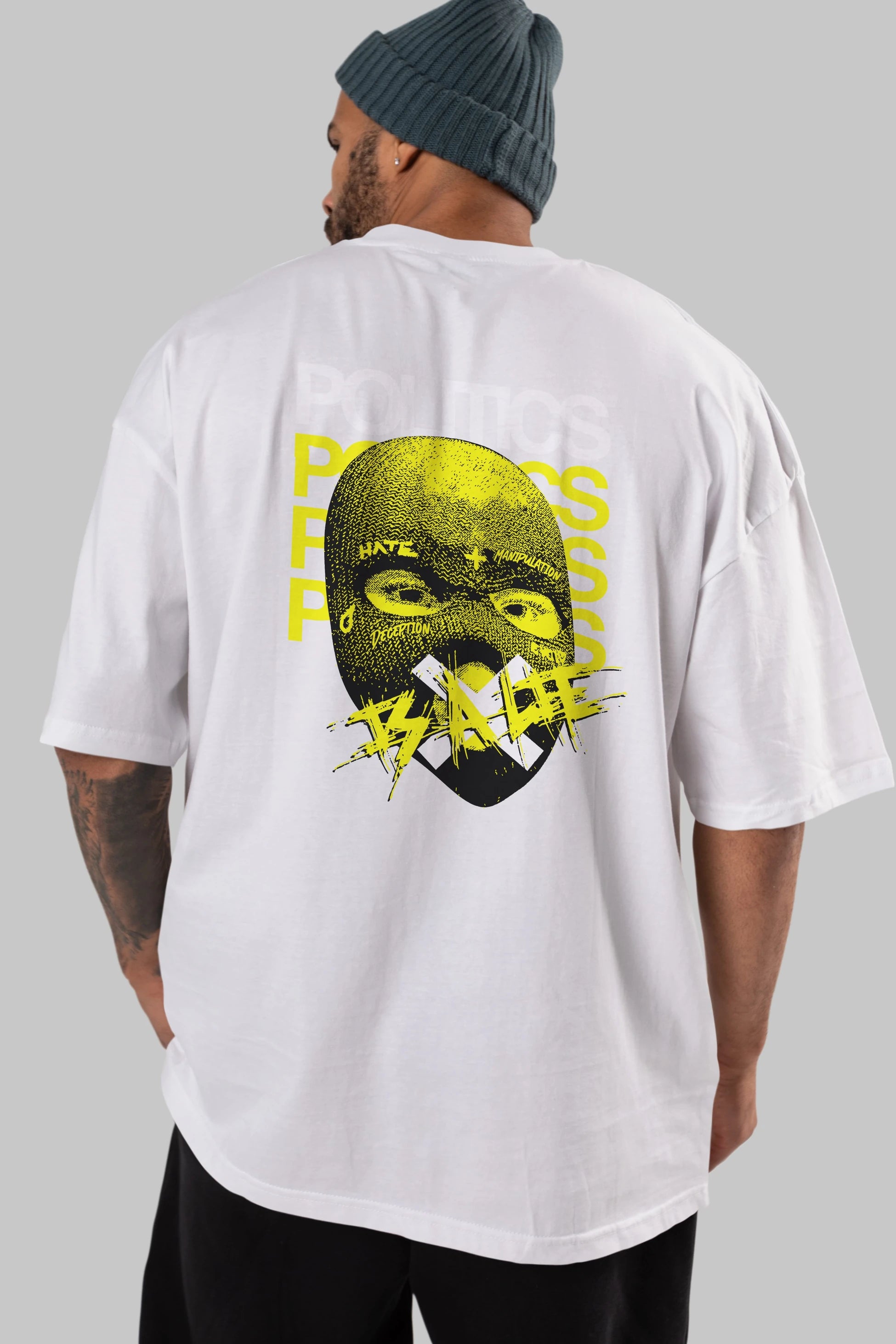 Politics is a Lie Arka Baskılı Oversize t-shirt Erkek Kadın Unisex