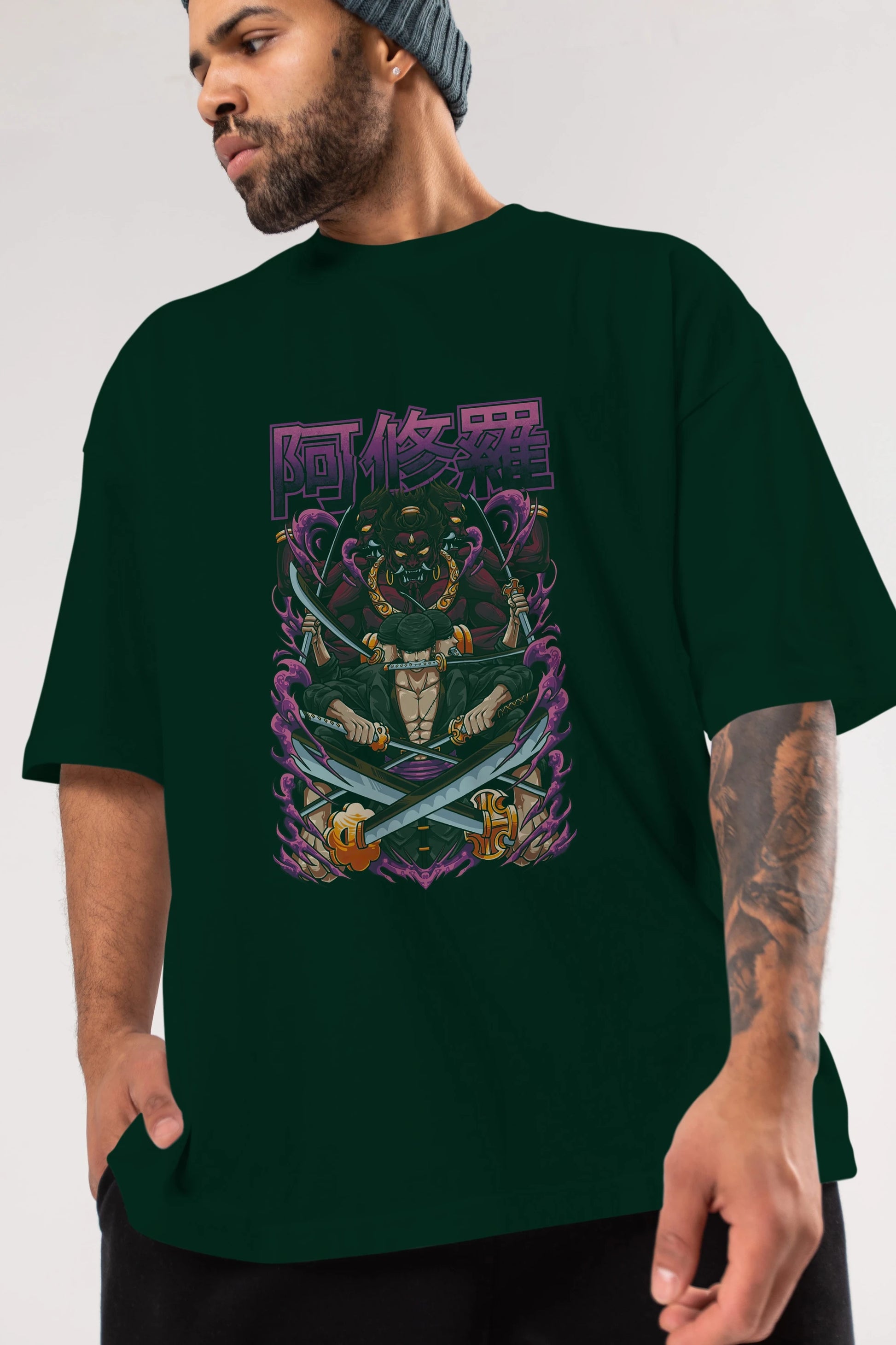 Roronoa Zoro 1 Anime Ön Baskılı Oversize t-shirt %100 pamuk Erkek Kadın Unisex