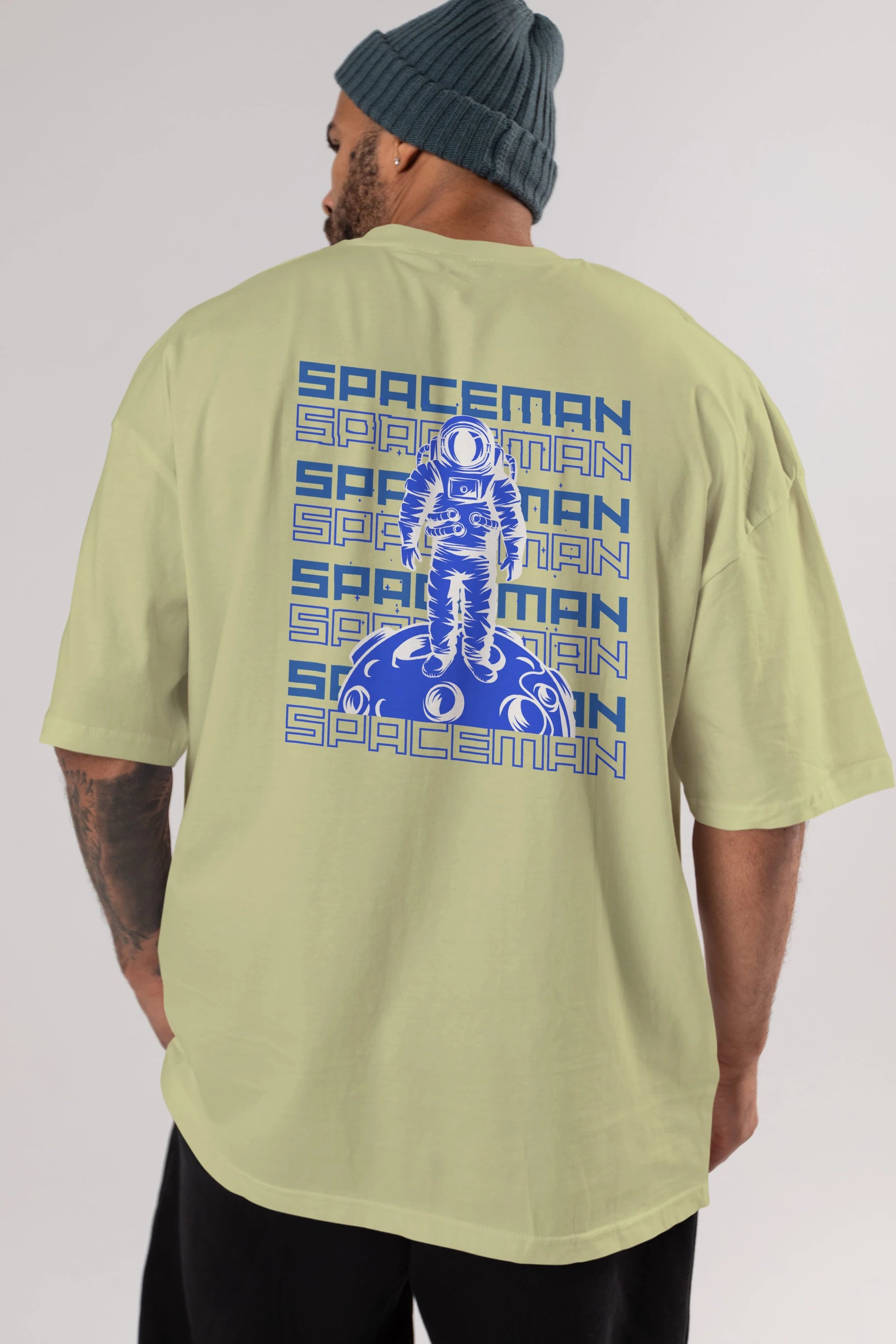 Spaceman Yazılı Arka Baskılı Oversize t-shirt Erkek Kadın Unisex