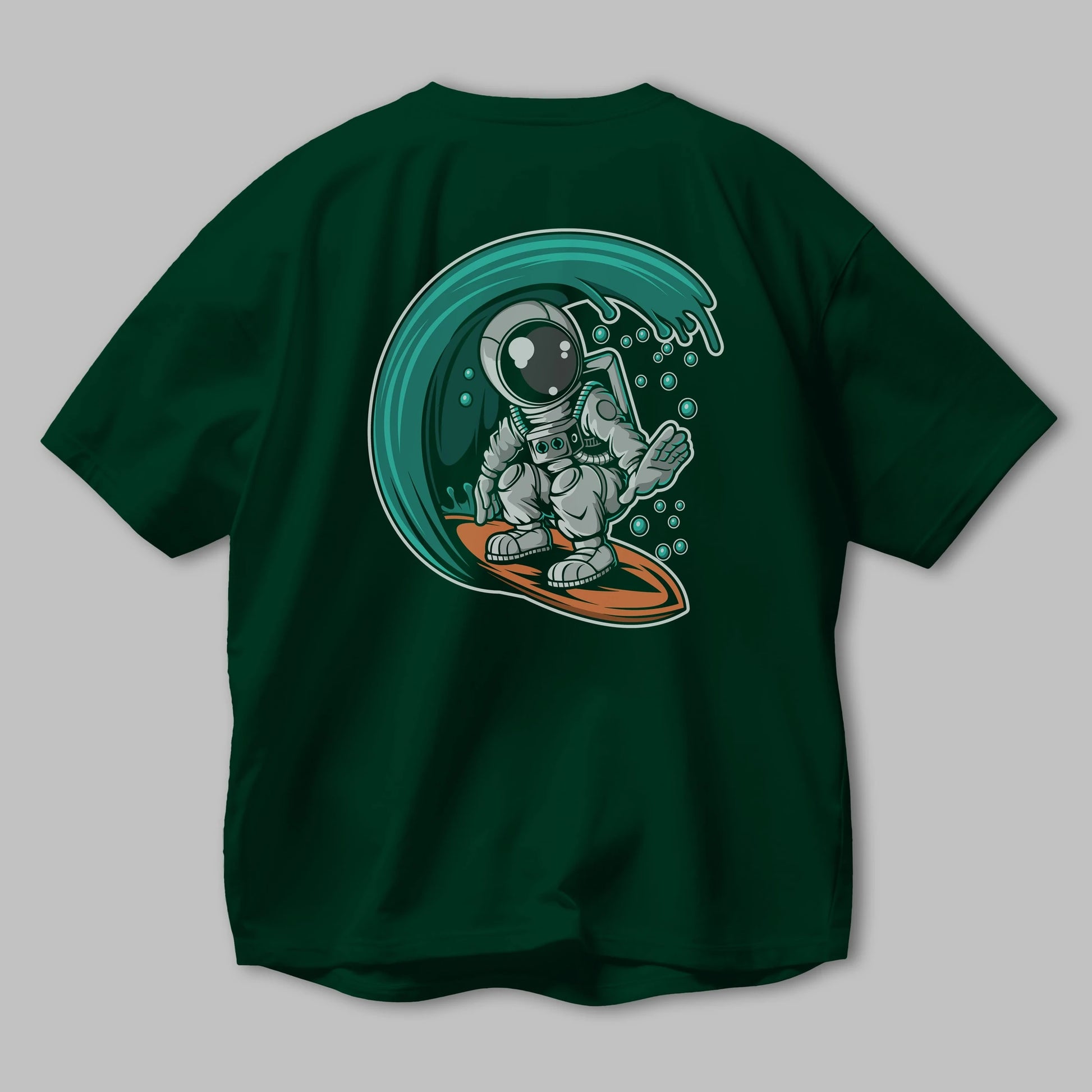 Astronaut Surfing Arka Baskılı Oversize t-shirt Erkek Kadın Unisex