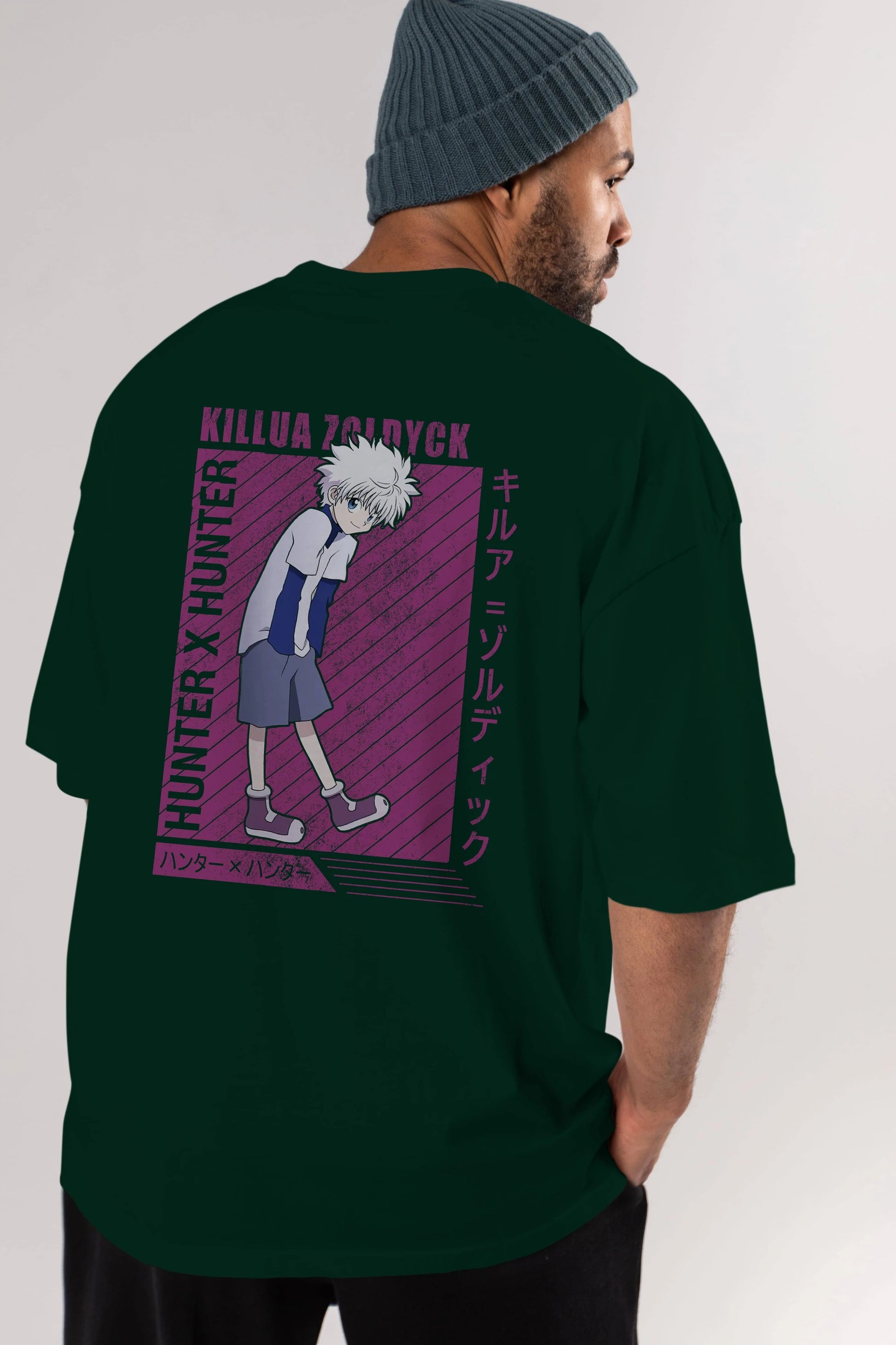 Killua Zoldyck 3 1 Anime Arka Baskılı Oversize t-shirt Erkek Kadın Unisex