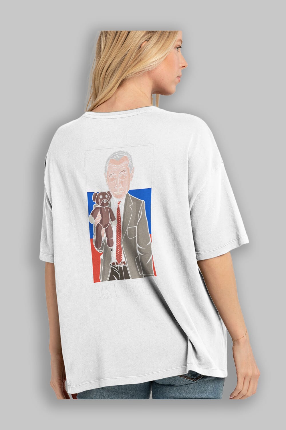Mr Putean Arka Baskılı Oversize t-shirt Erkek Kadın Unisex %100 Pamuk tişort