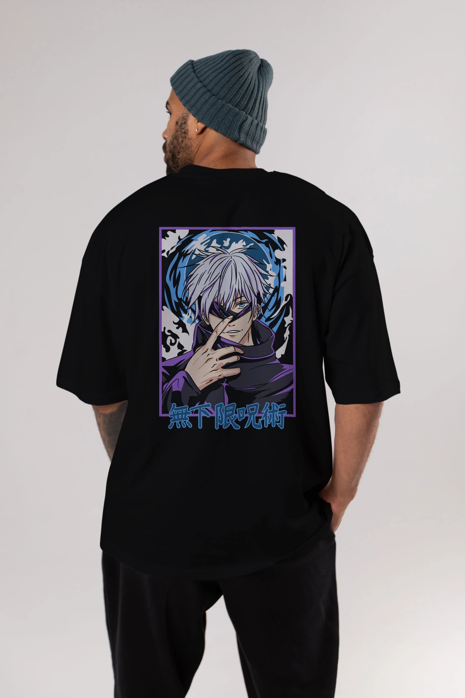 SATORU GOJO 3 Anime Arka Baskılı Oversize t-shirt Erkek Kadın Unisex