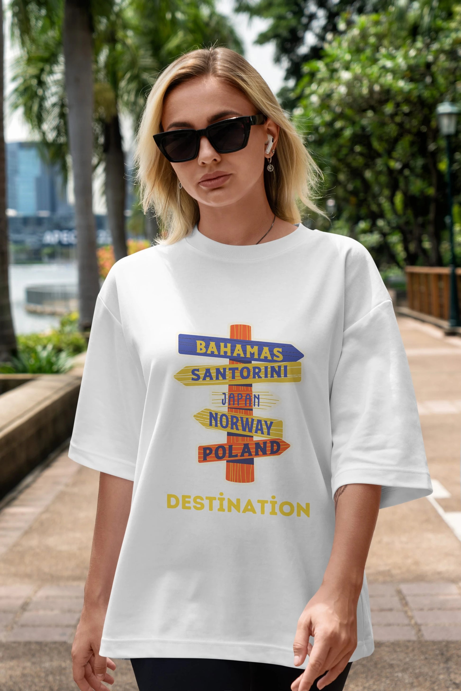 Destination Yazılı Ön Baskılı Oversize t-shirt Erkek Kadın Unisex