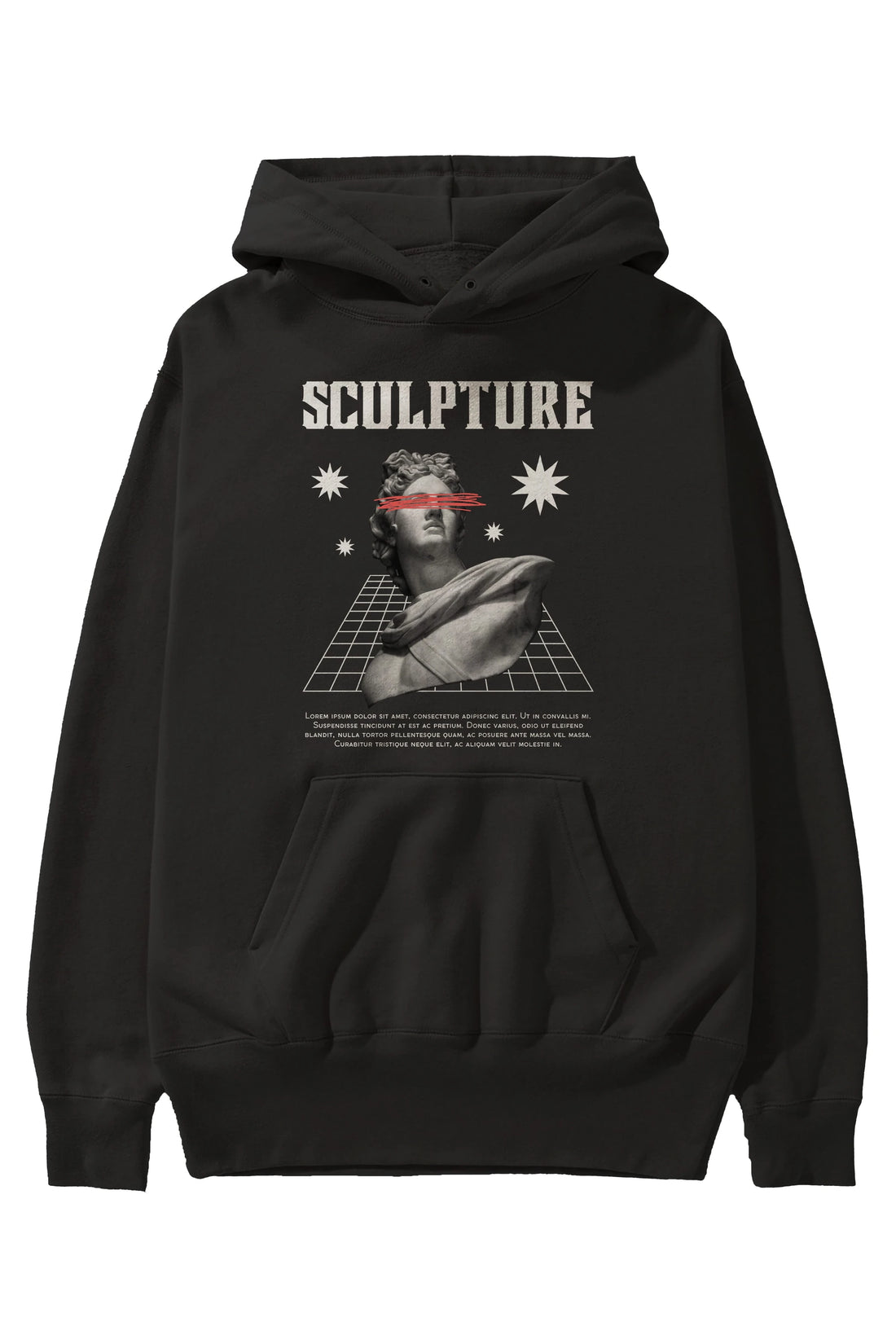 Sculpture Yazılı Ön Baskılı Oversize Hoodie Kapüşonlu Sweatshirt Erkek Kadın Unisex