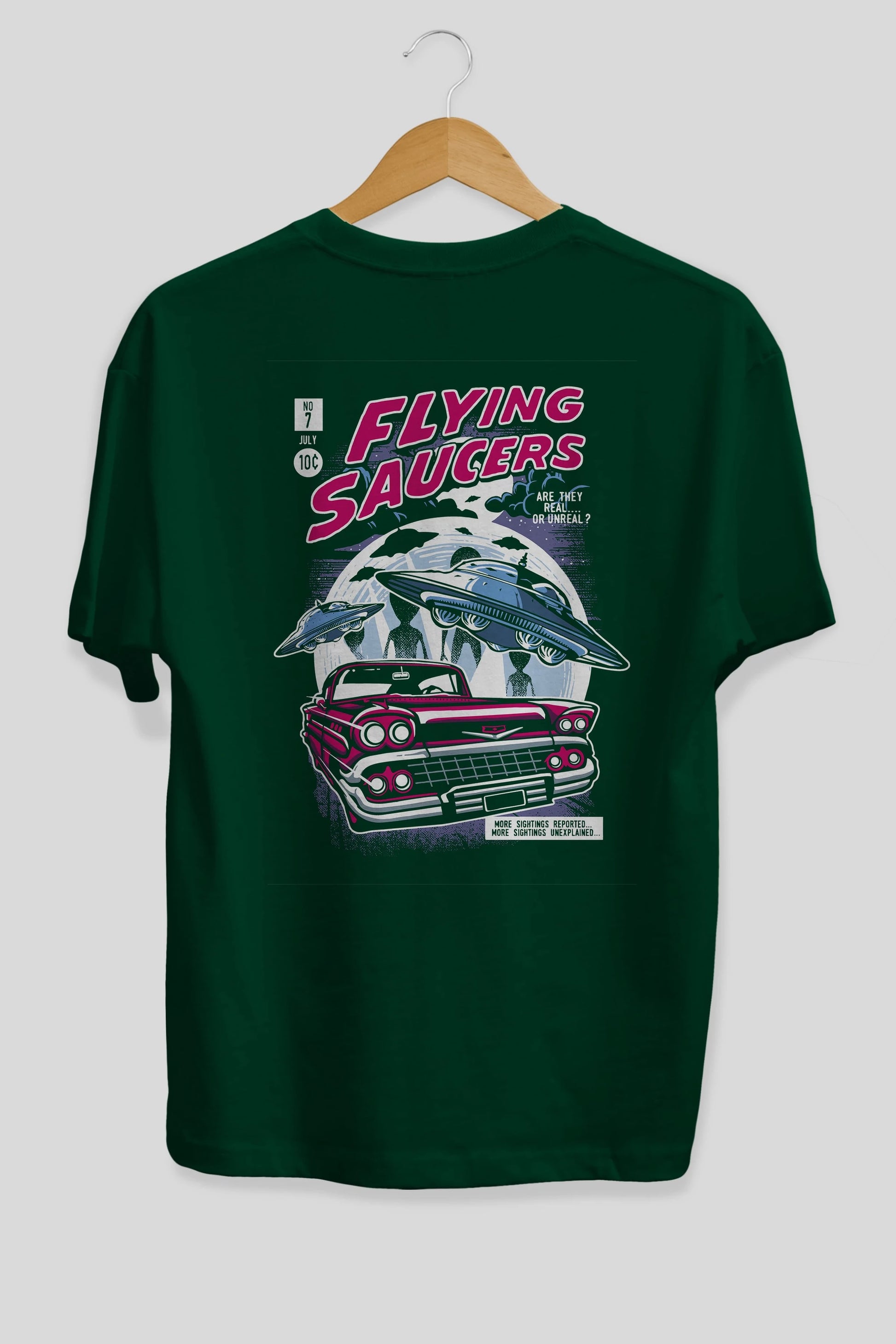 Flying Saucers Arka Baskılı Oversize t-shirt Erkek Kadın Unisex %100 Pamuk