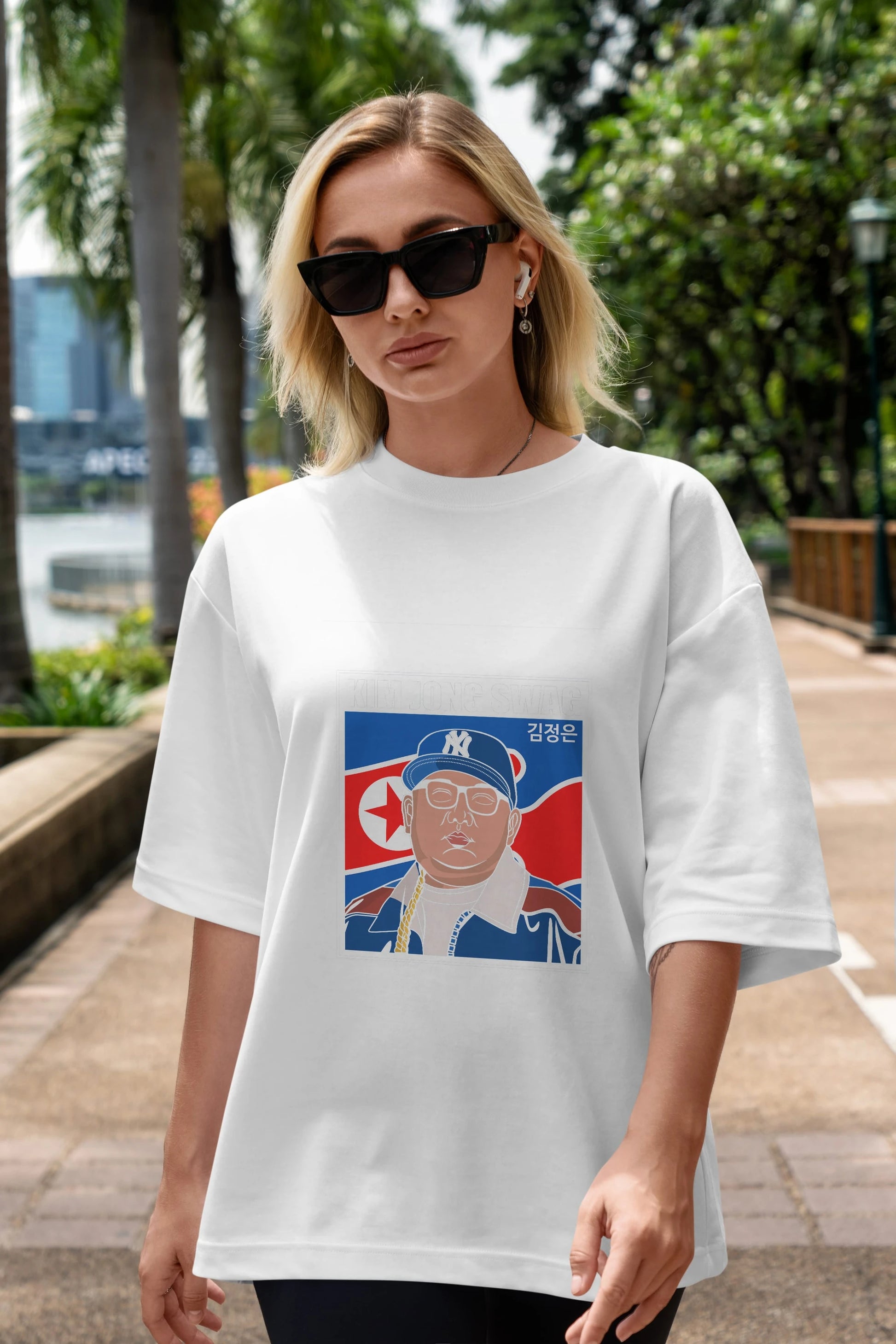 King Jong Swag Ön Baskılı Oversize t-shirt Erkek Kadın Unisex %100 Pamuk tişort