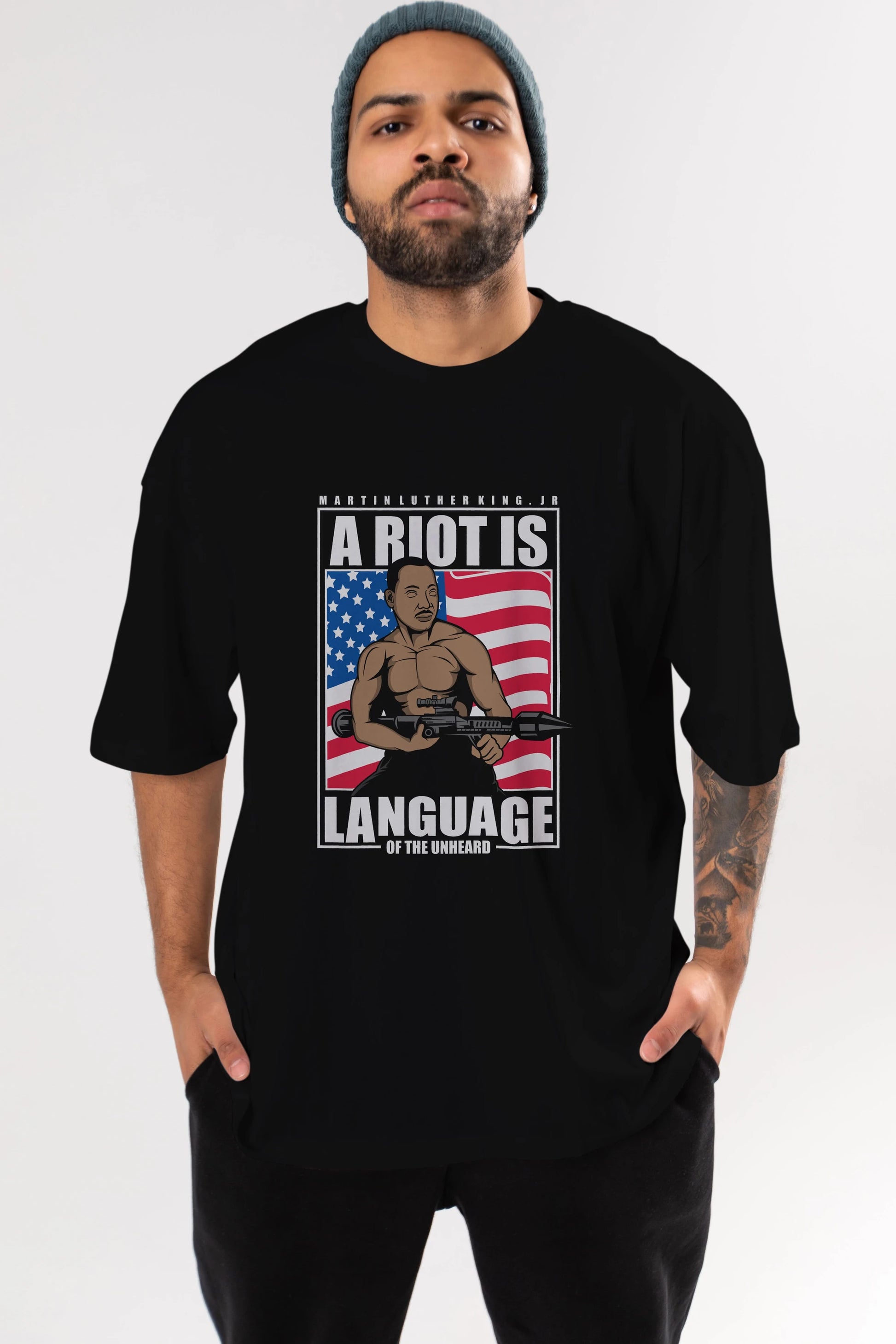 Luther King Jr Rambo Ön Baskılı Oversize t-shirt Erkek Kadın Unisex %100 Pamuk tişort