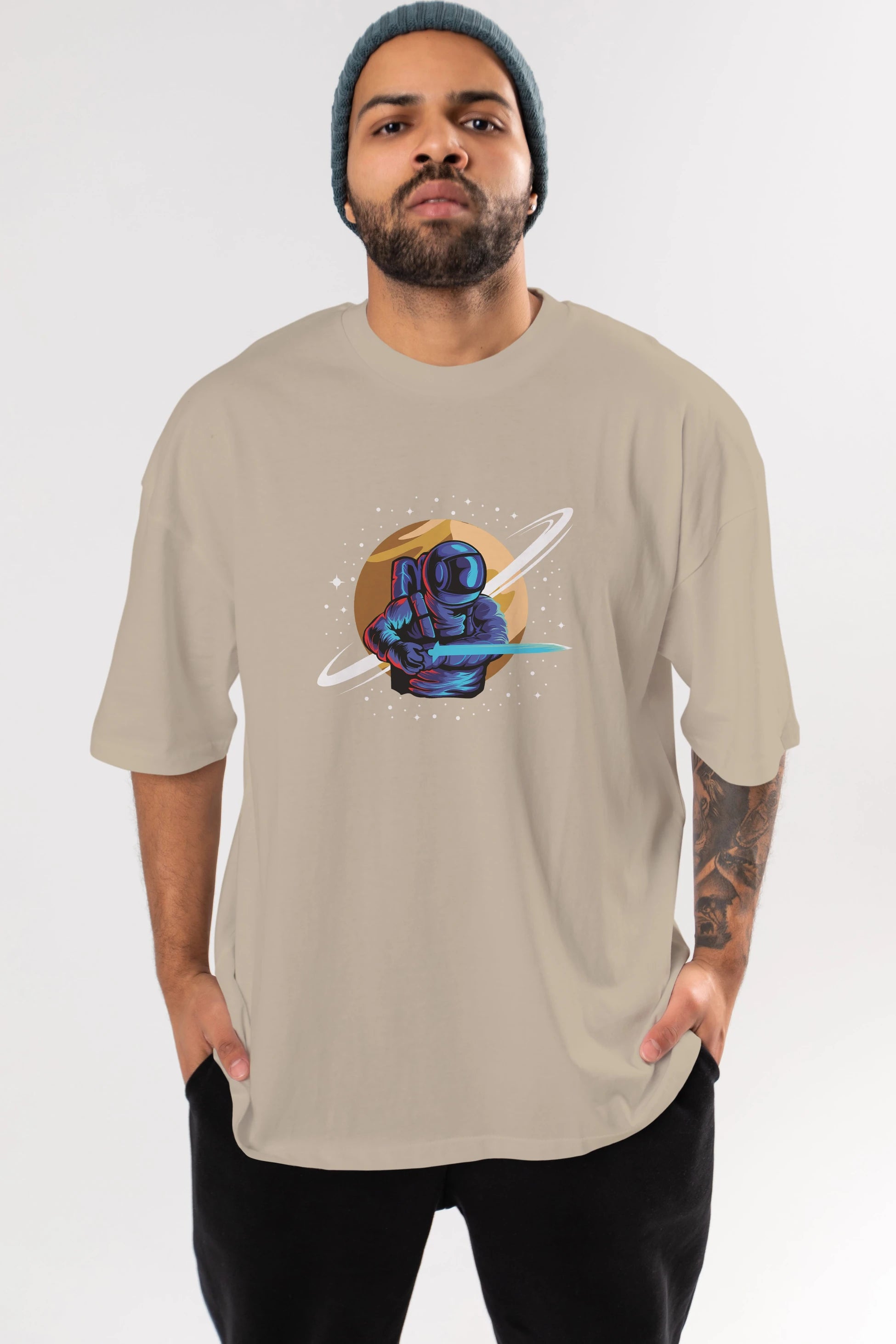 Astro Knight Ön Baskılı Oversize t-shirt Erkek Kadın Unisex