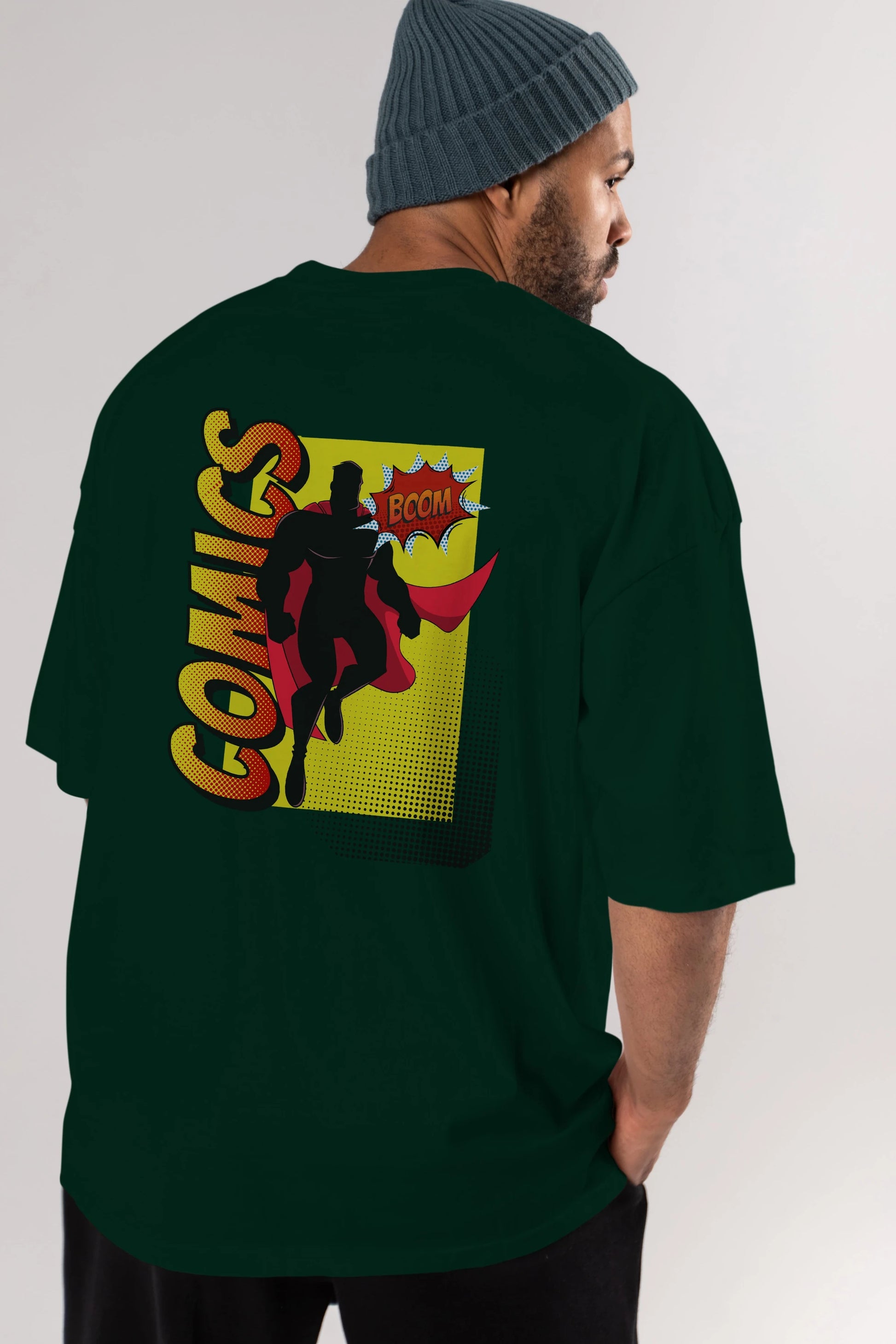 Comics Boom Arka Baskılı Oversize t-shirt Erkek Kadın Unisex