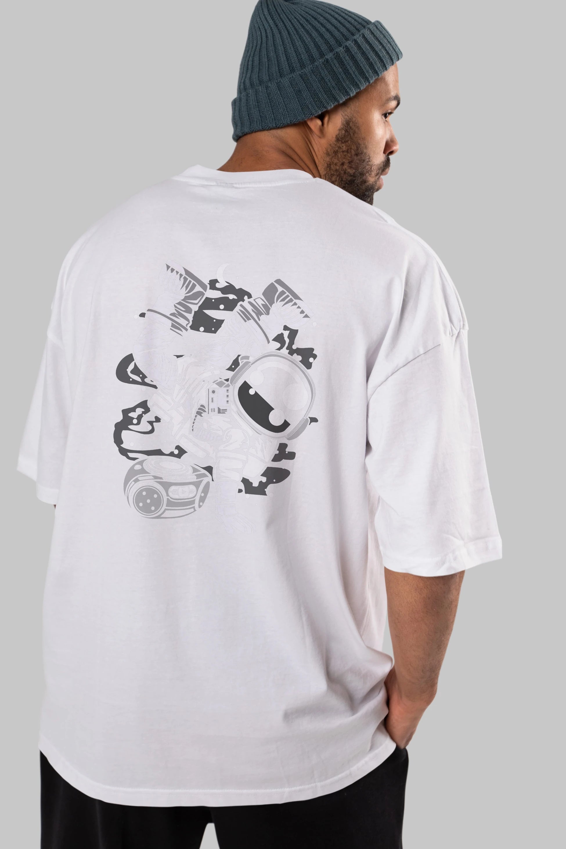 Space Breakdance Arka Baskılı Oversize t-shirt Erkek Kadın Unisex
