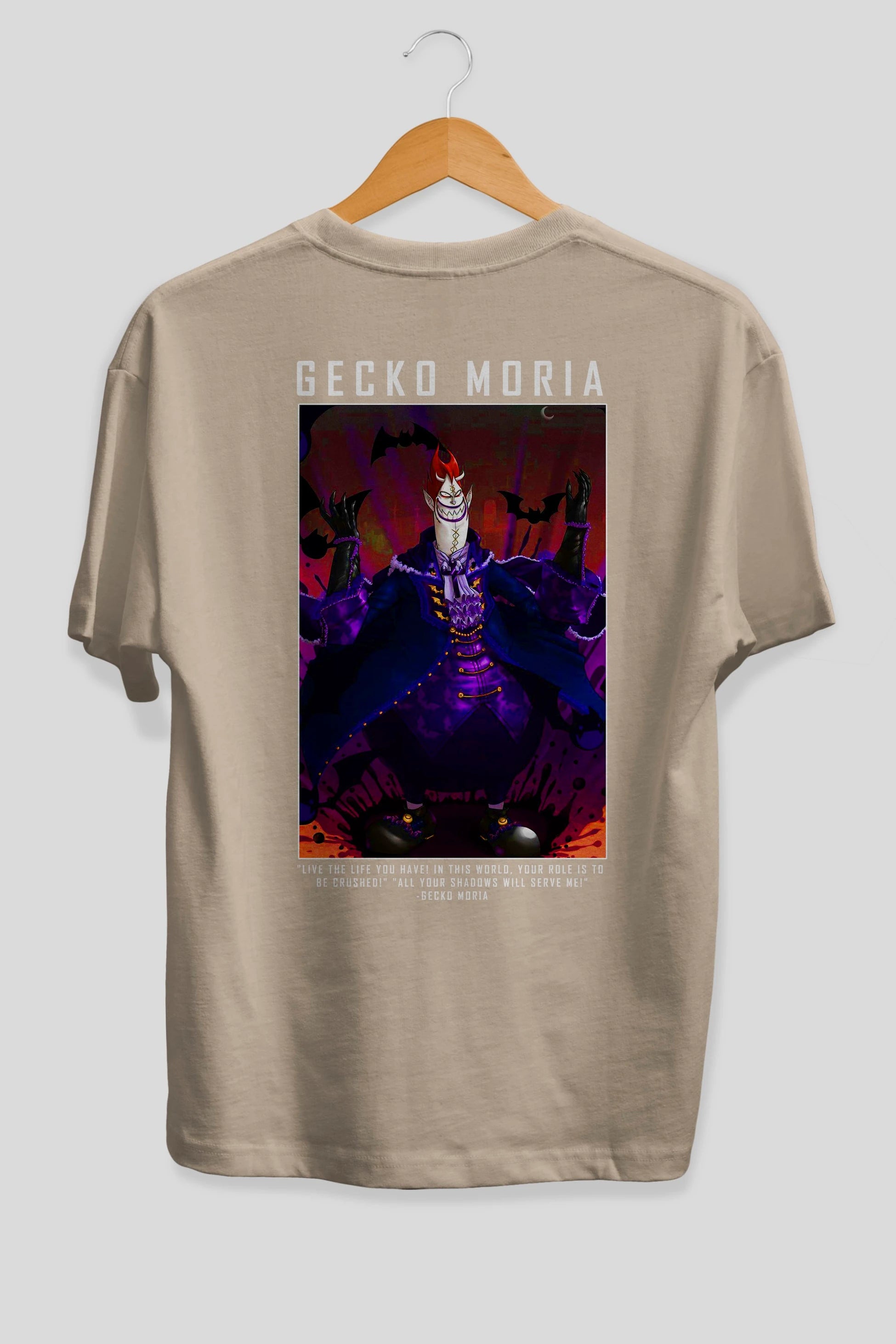 Gecko Moria Anime Arka Baskılı Oversize t-shirt Erkek Kadın Unisex %100 pamuk tişort