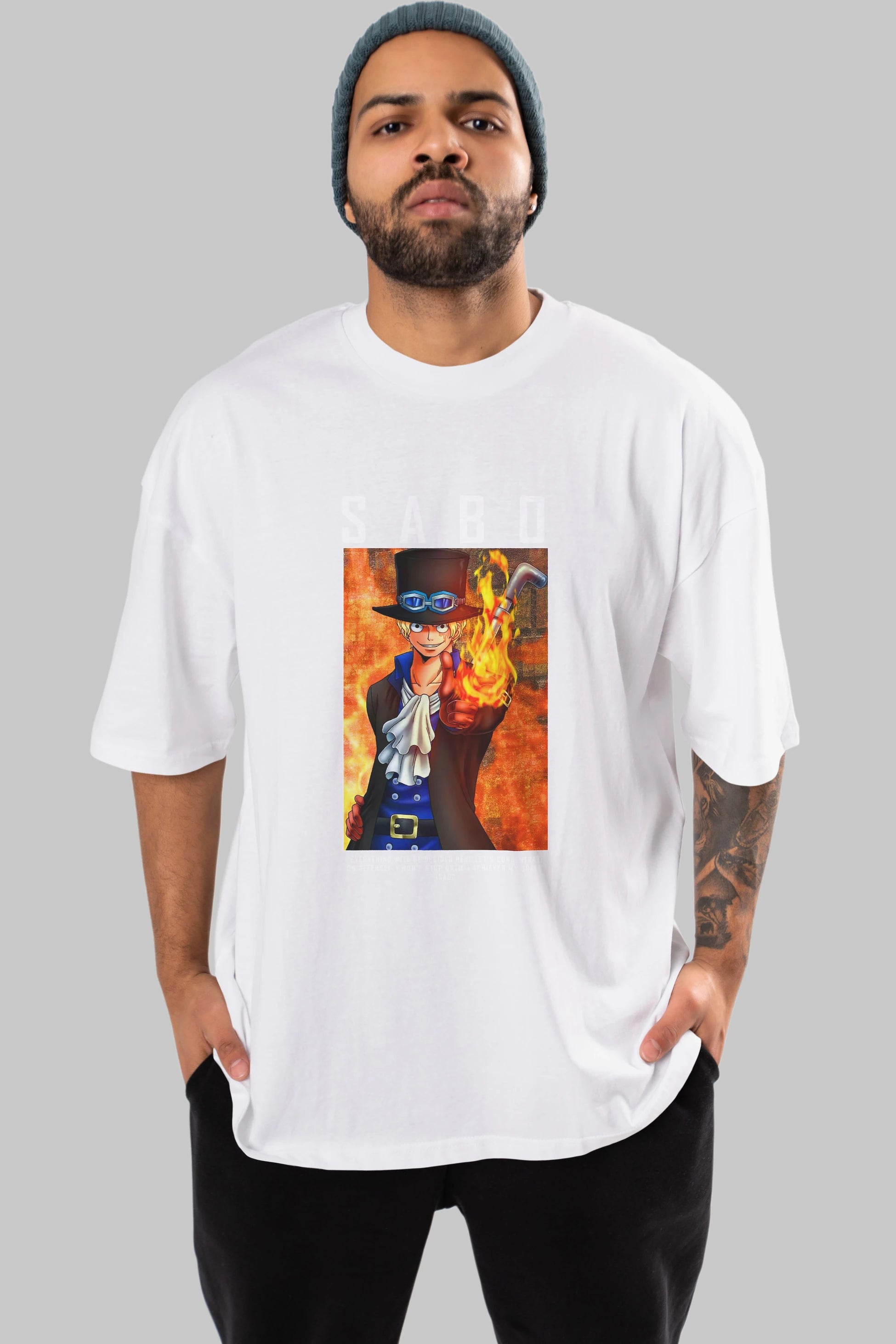 Sabo Anime Ön Baskılı Oversize t-shirt Erkek Kadın Unisex
