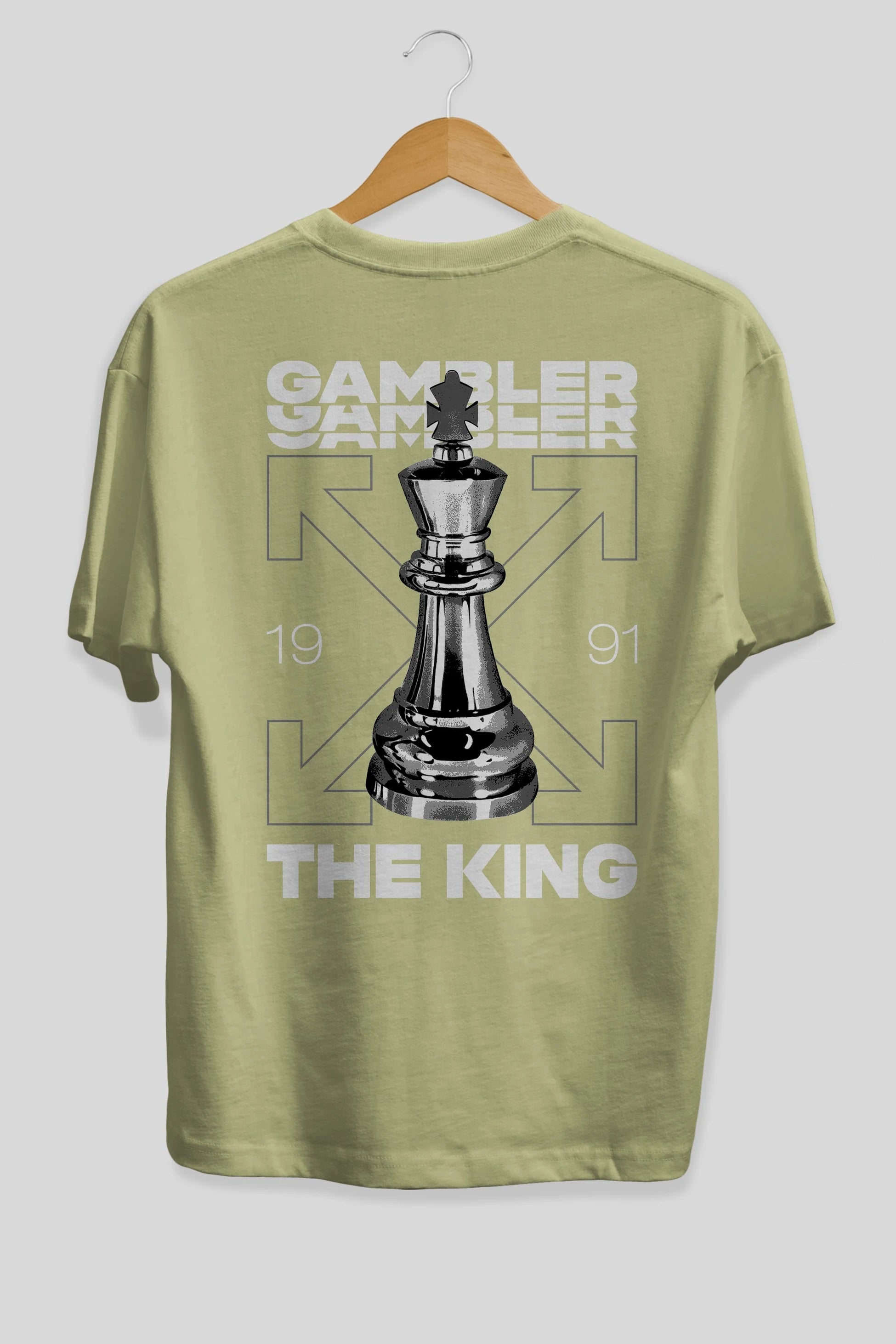 Gambler The King Arka Baskılı Oversize t-shirt Erkek Kadın Unisex