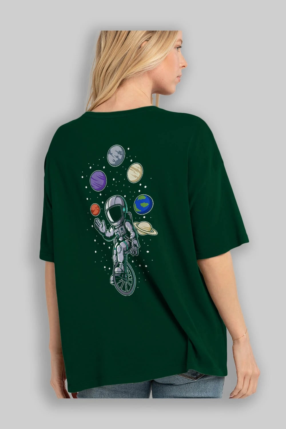 Astronaut Circus Arka Baskılı Oversize t-shirt Erkek Kadın Unisex
