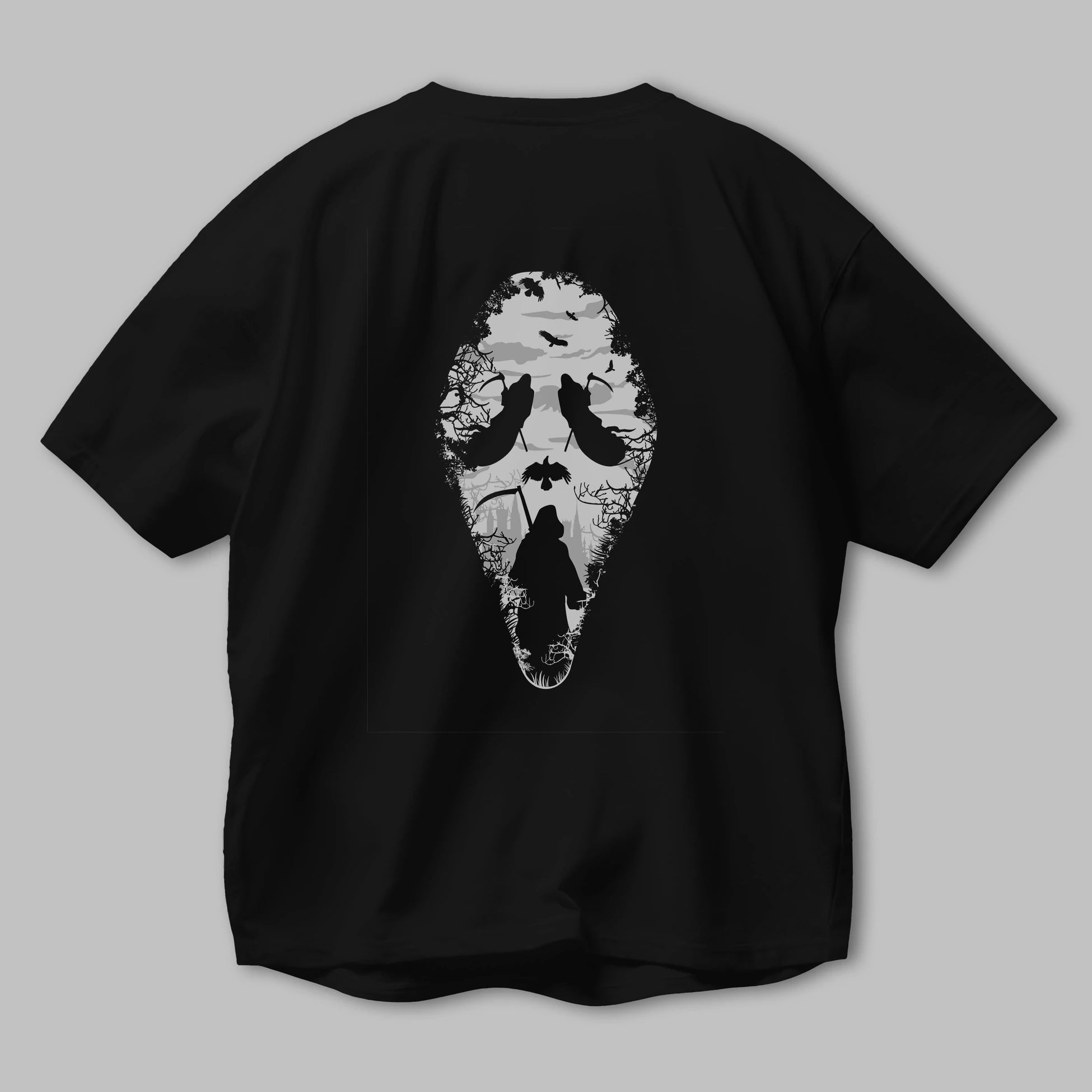Reaper Scream Arka Baskılı Oversize t-shirt %100 pamuk Erkek Kadın Unisex