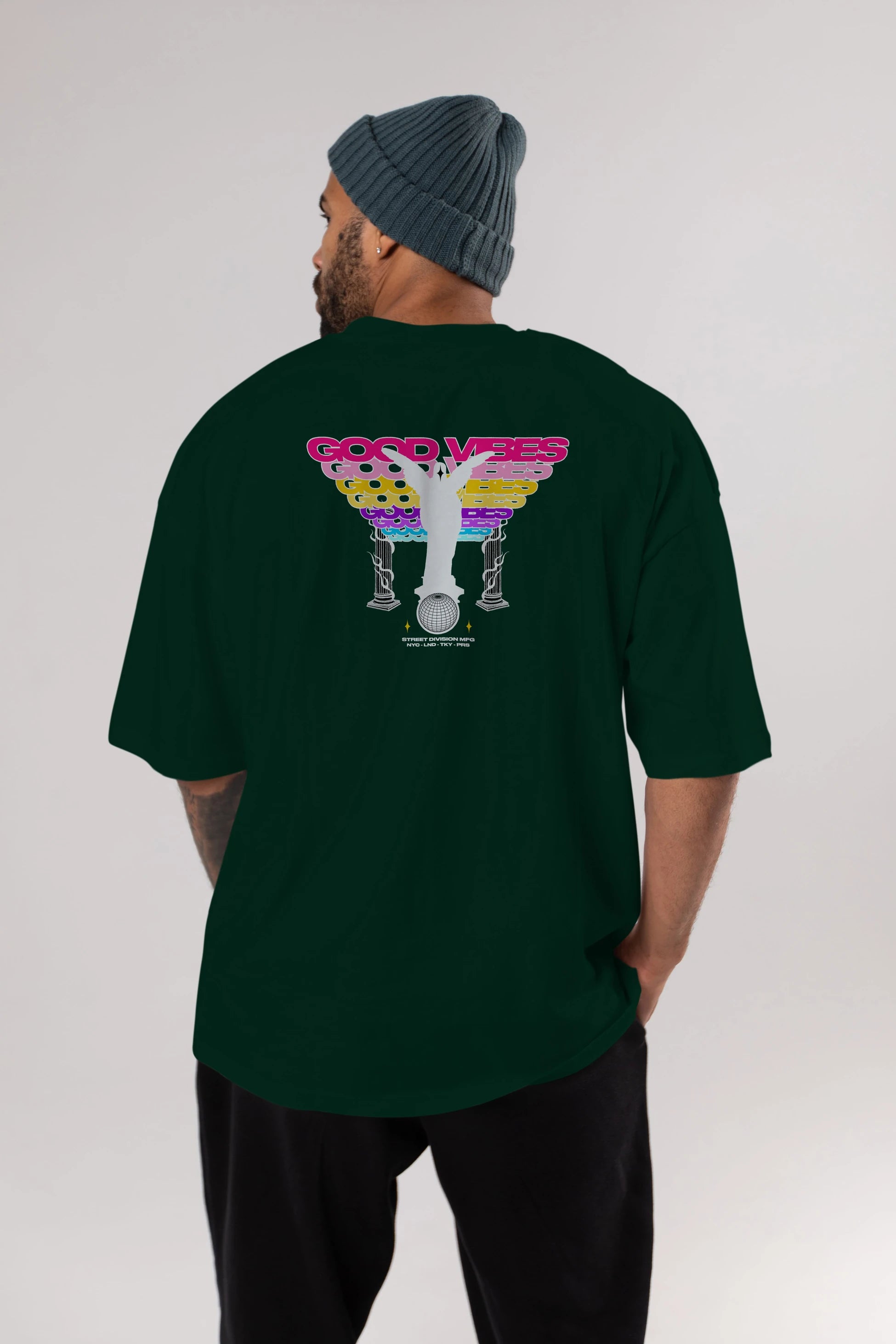 Good Vibes Arka Baskılı Oversize t-shirt Erkek Kadın Unisex