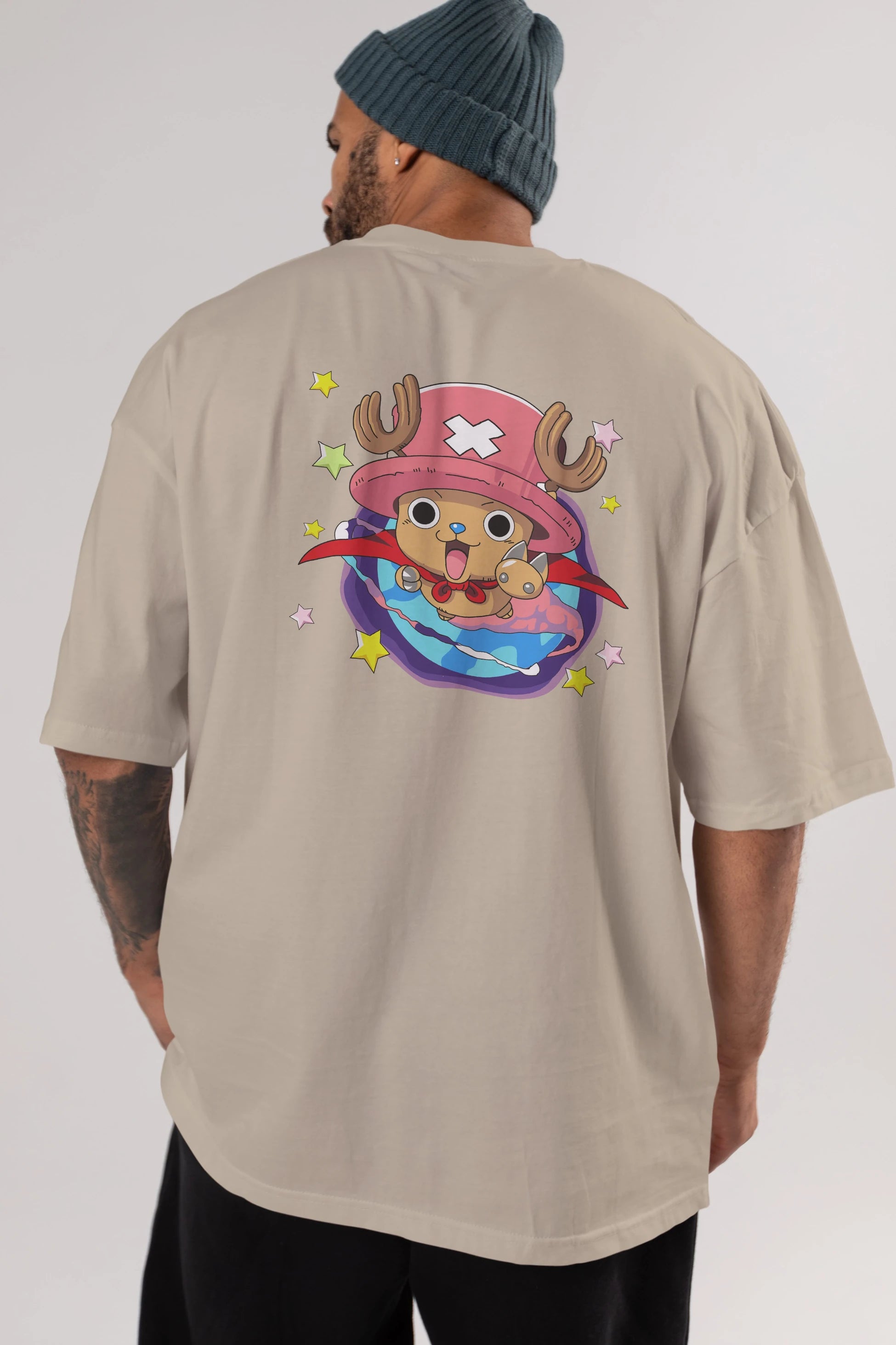 Tony Tony Chopper Anime Arka Baskılı Oversize t-shirt Erkek Kadın Unisex %100 pamuk tişort