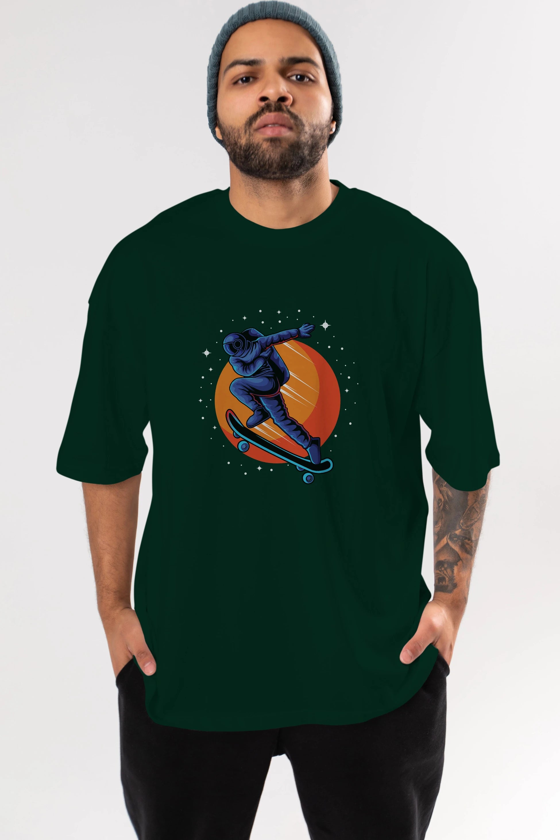 Astroskate Run Ön Baskılı Oversize t-shirt Erkek Kadın Unisex