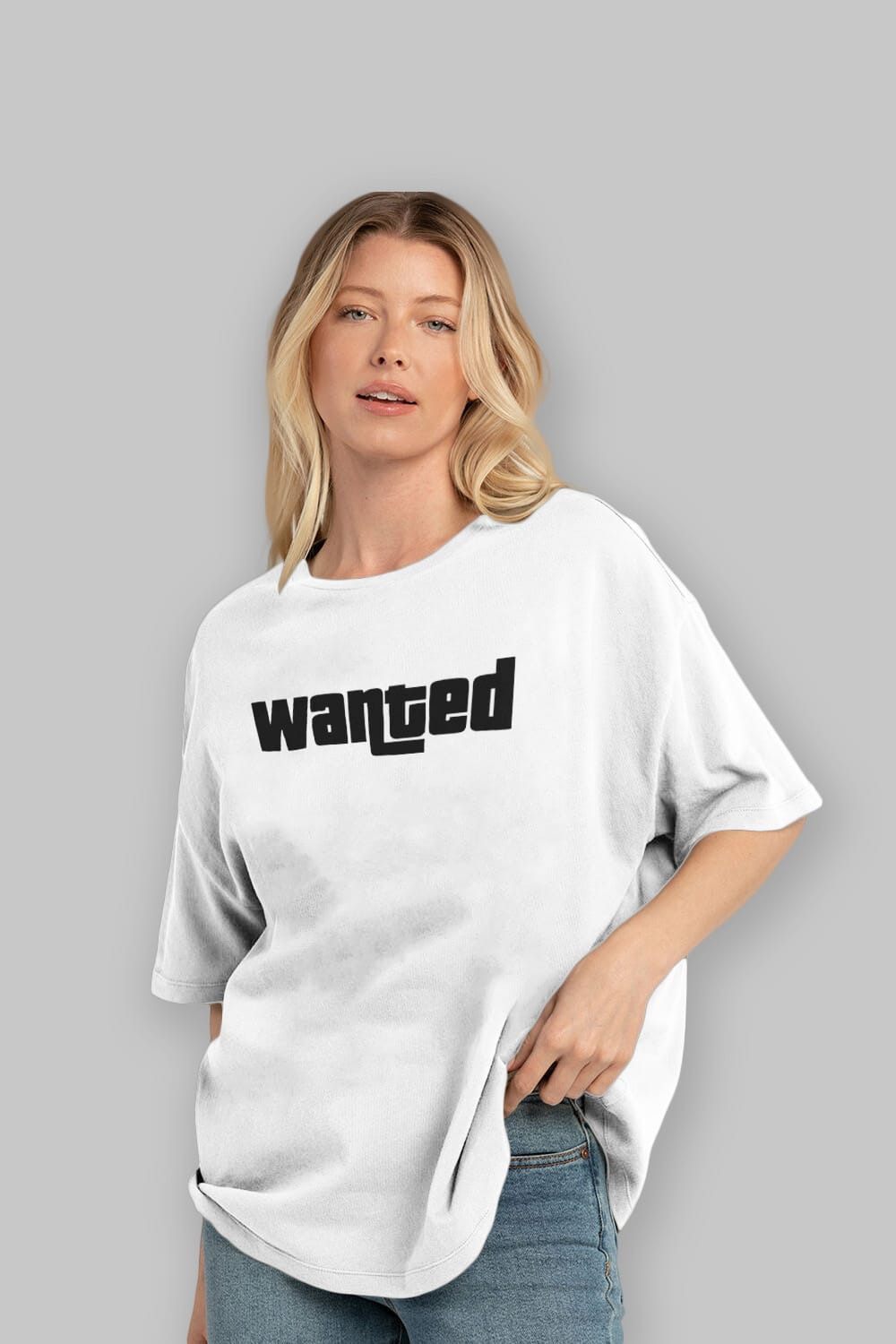 Wanted Ön Baskılı Oversize t-shirt %100 pamuk Erkek Kadın Unisex
