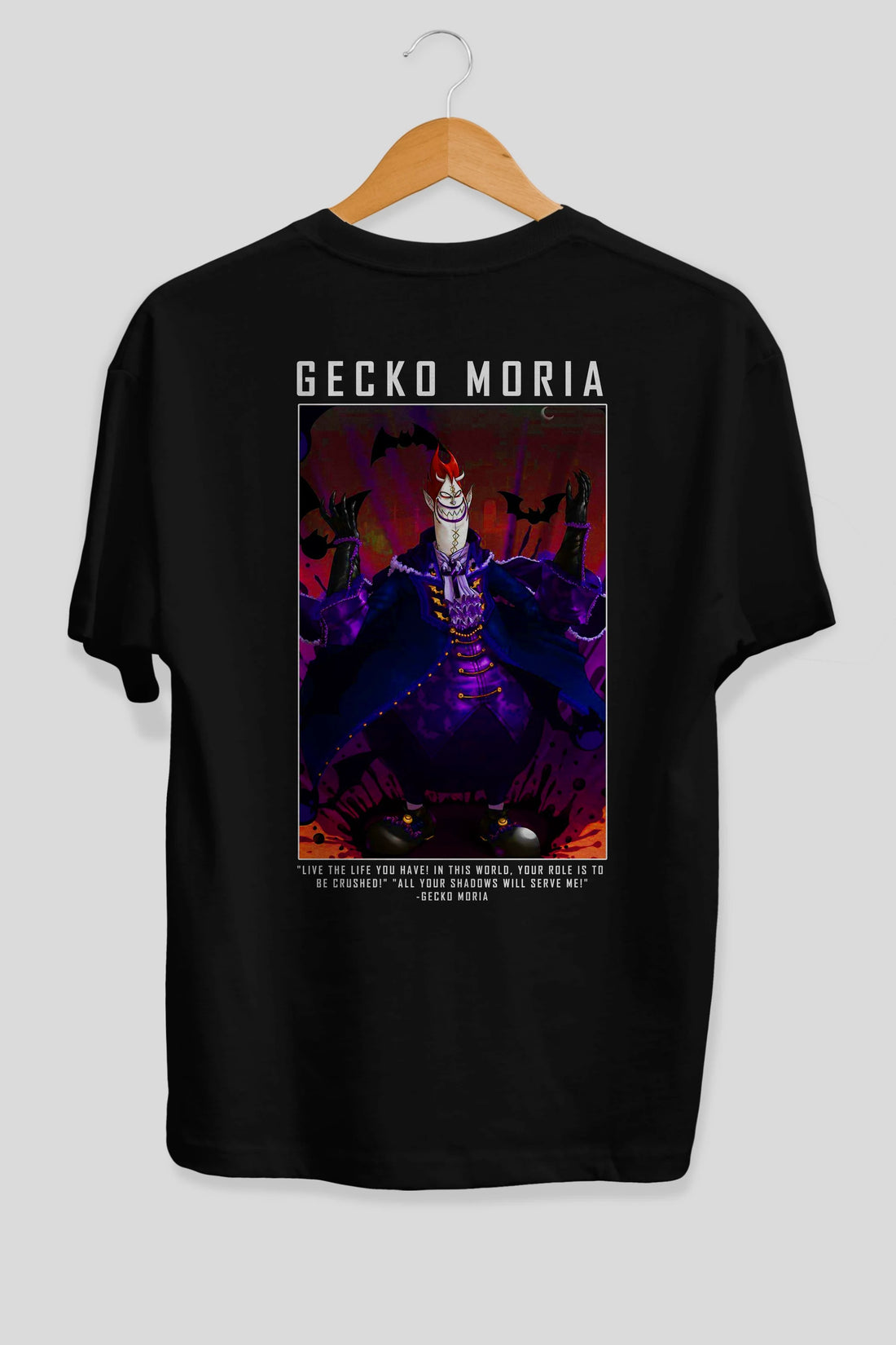 Gecko Moria Anime Arka Baskılı Oversize t-shirt Erkek Kadın Unisex %100 pamuk tişort