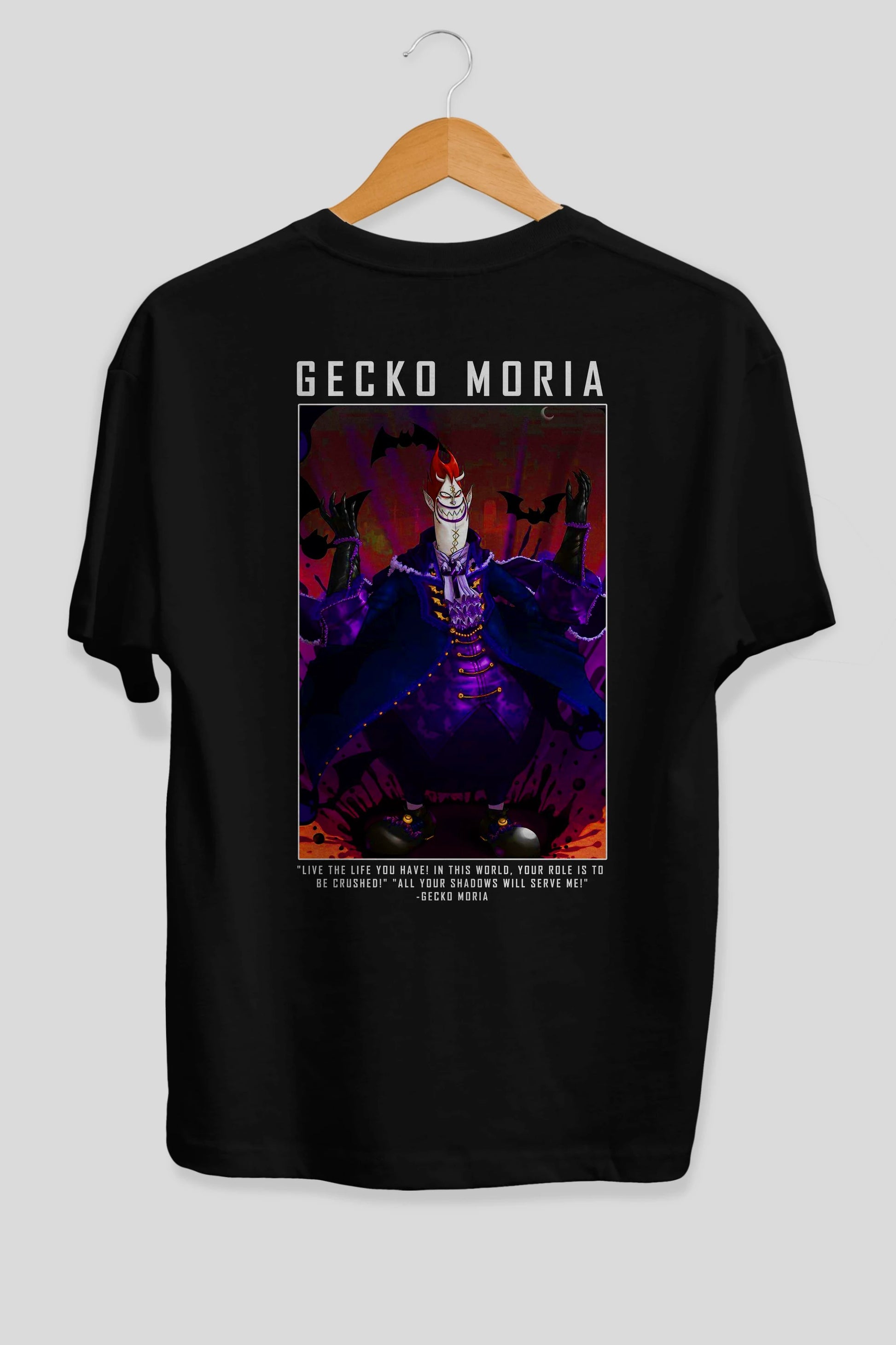 Gecko Moria Anime Arka Baskılı Oversize t-shirt Erkek Kadın Unisex %100 pamuk tişort