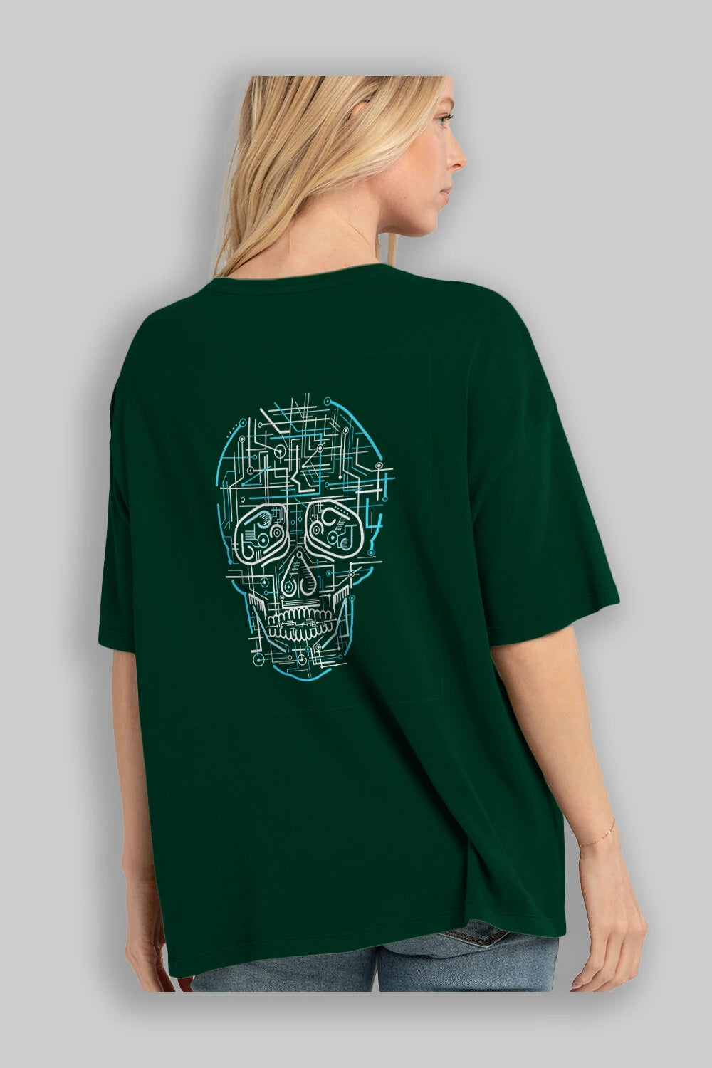Electric Skull Arka Baskılı Oversize t-shirt %100 pamuk Erkek Kadın Unisex