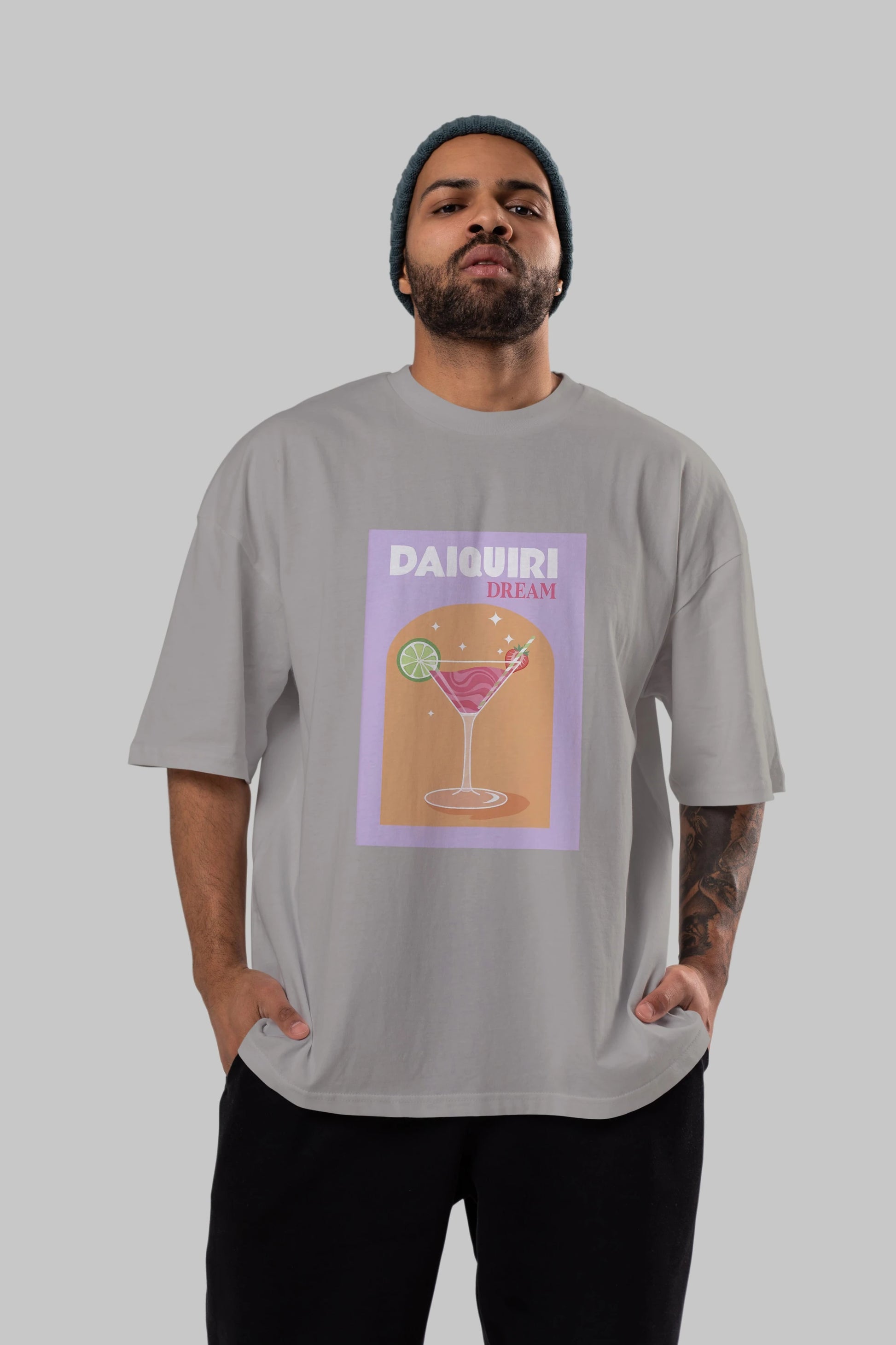 Daiquiri Dream Ön Baskılı Oversize t-shirt Erkek Kadın Unisex %100 Pamuk Bisiklet Yaka tişort