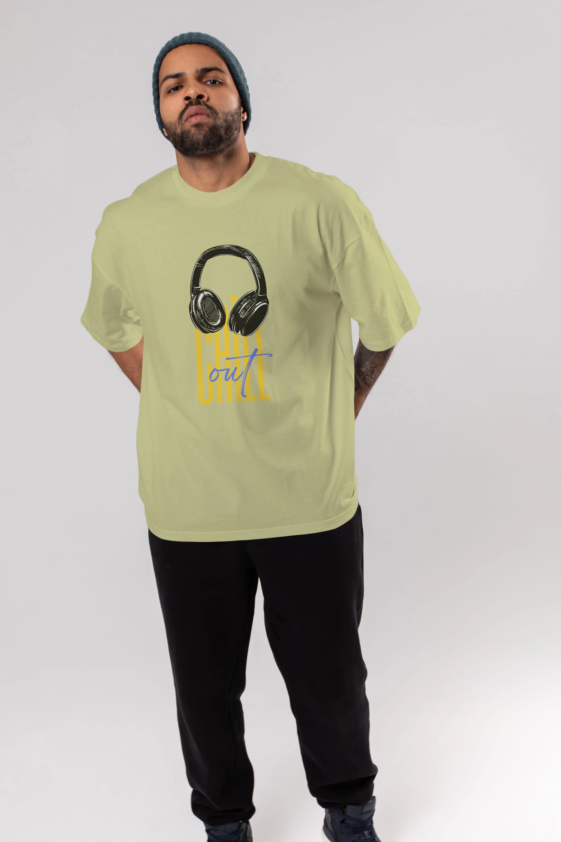 Chill Out Yazılı Ön Baskılı Oversize t-shirt Erkek Kadın Unisex