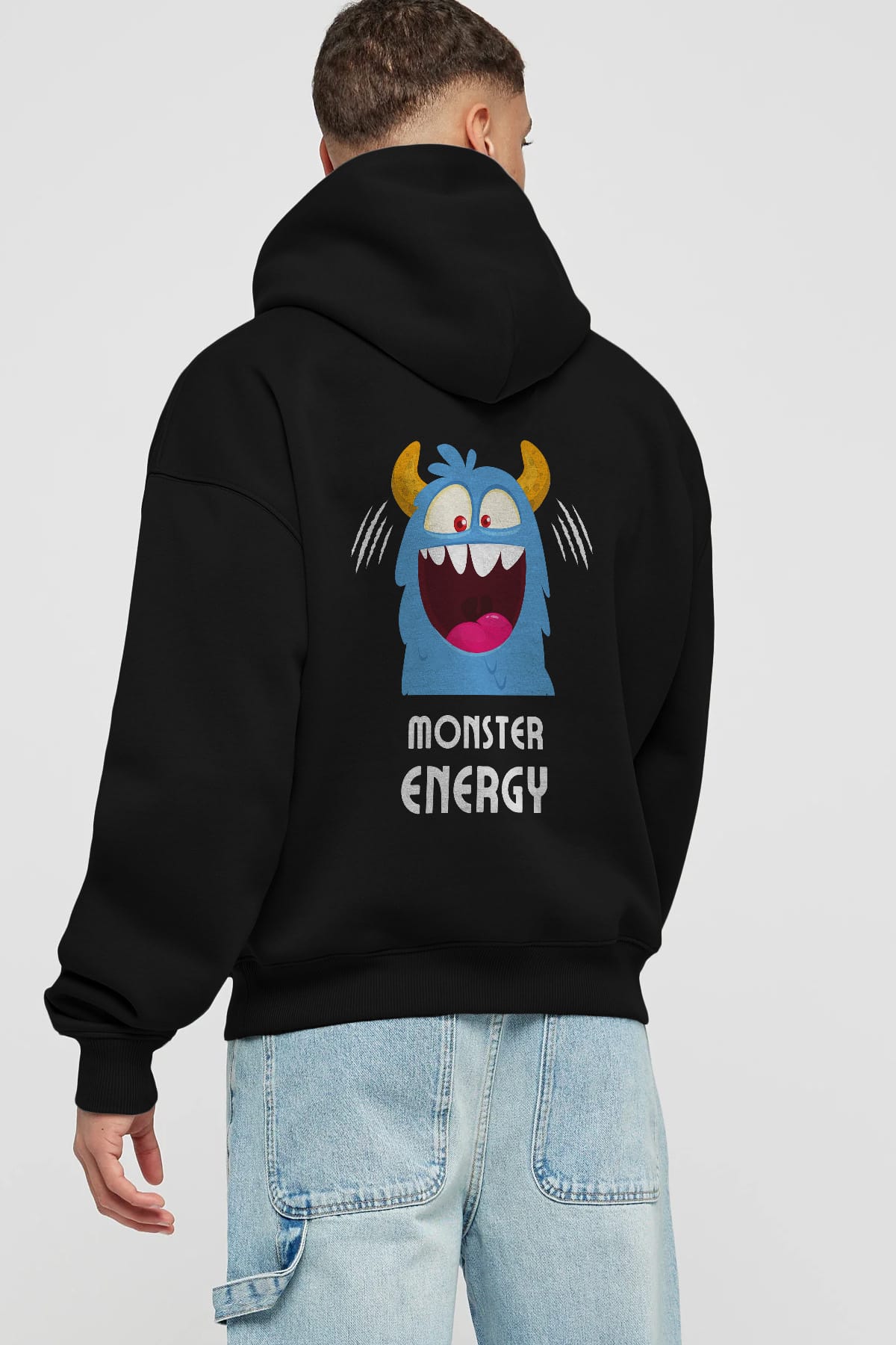 Monster Energy Arka Baskılı Oversize Hoodie Kapüşonlu Sweatshirt Erkek Kadın Unisex