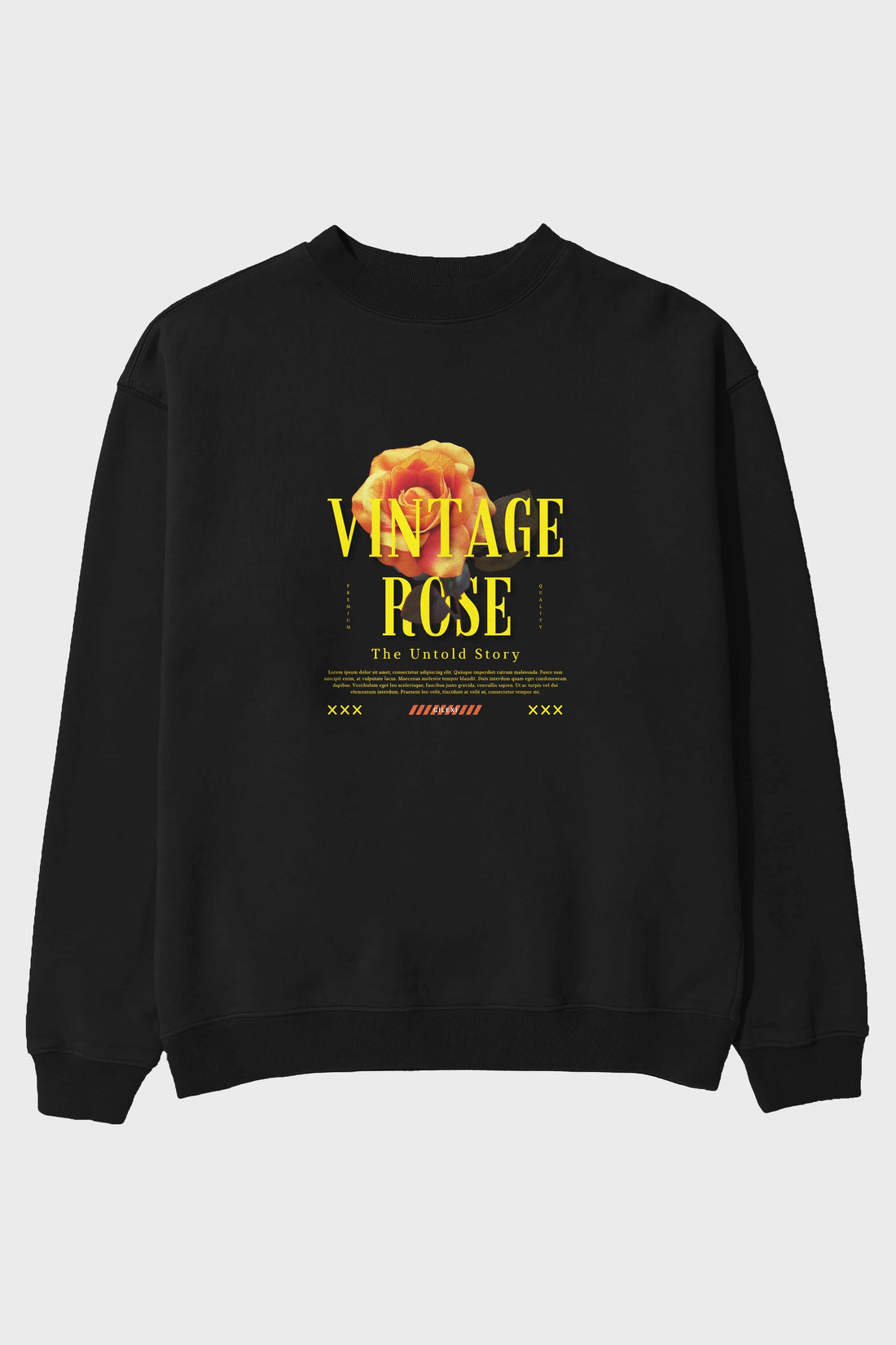 Vintage Rose Yazılı Ön Baskılı Oversize Sweatshirt Erkek Kadın Unisex