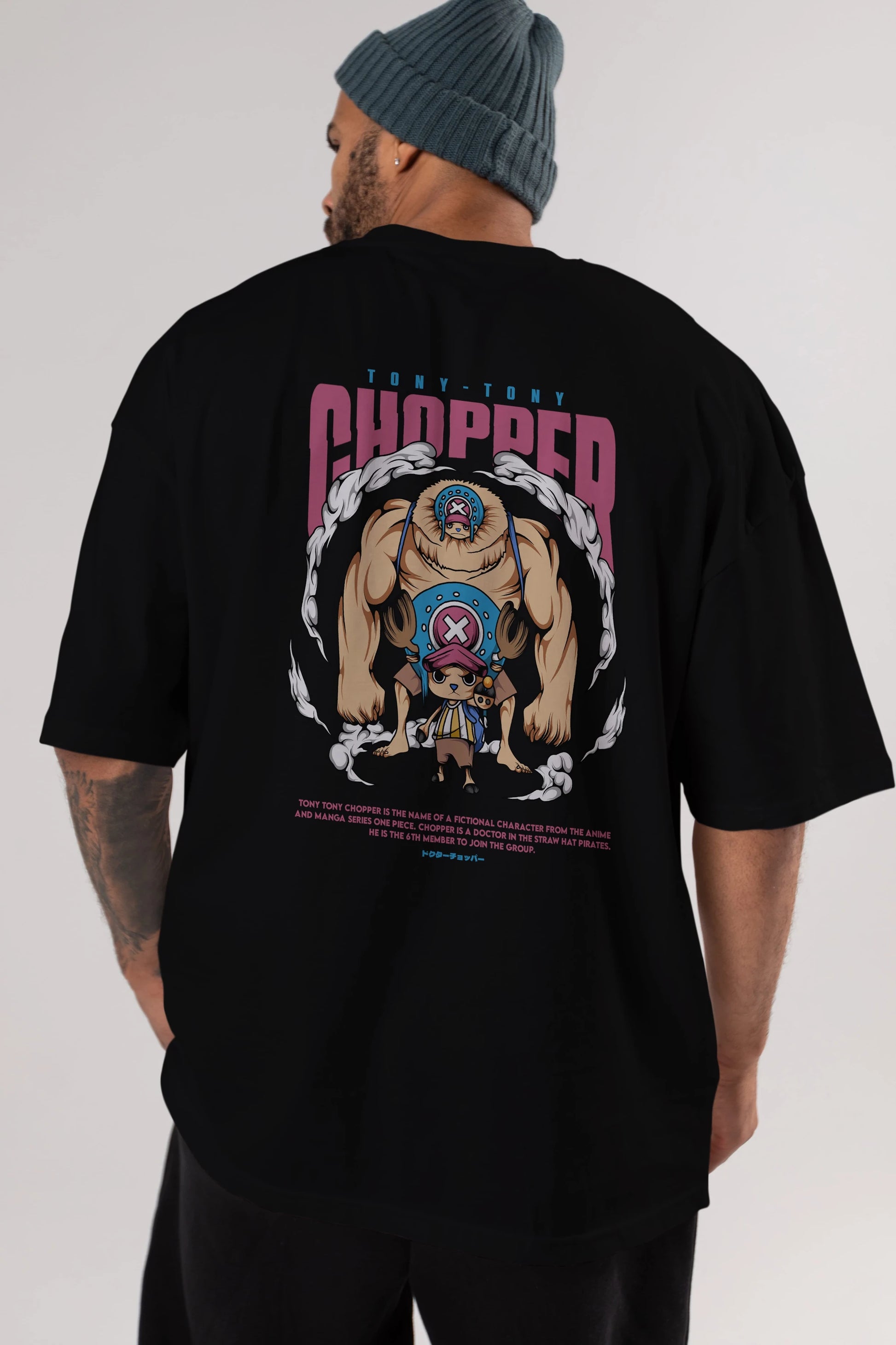 Tony Tony Chopper Anime Arka Baskılı Oversize t-shirt Erkek Kadın Unisex