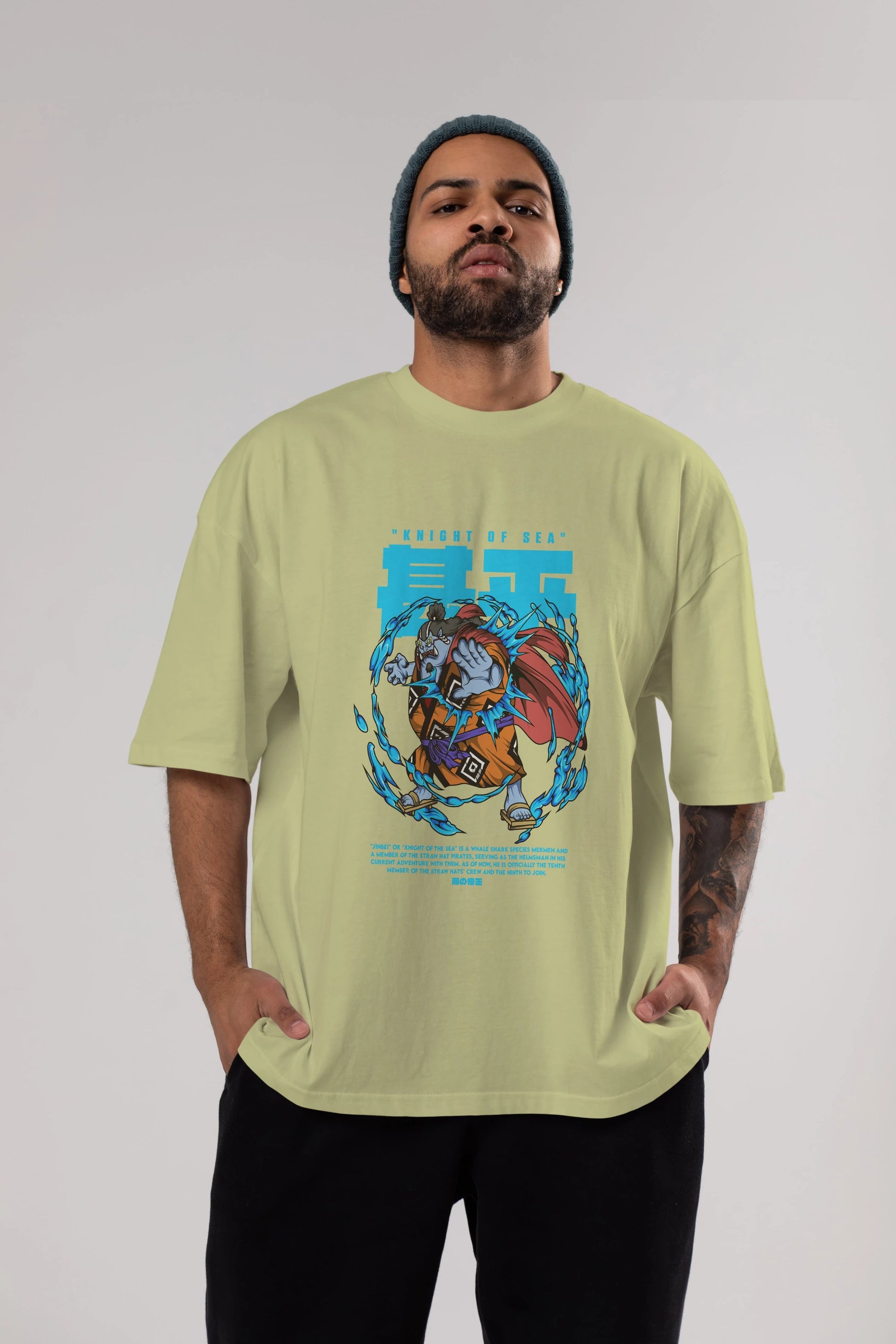 Jinbei Anime Ön Baskılı Oversize t-shirt %100 pamuk Erkek Kadın Unisex