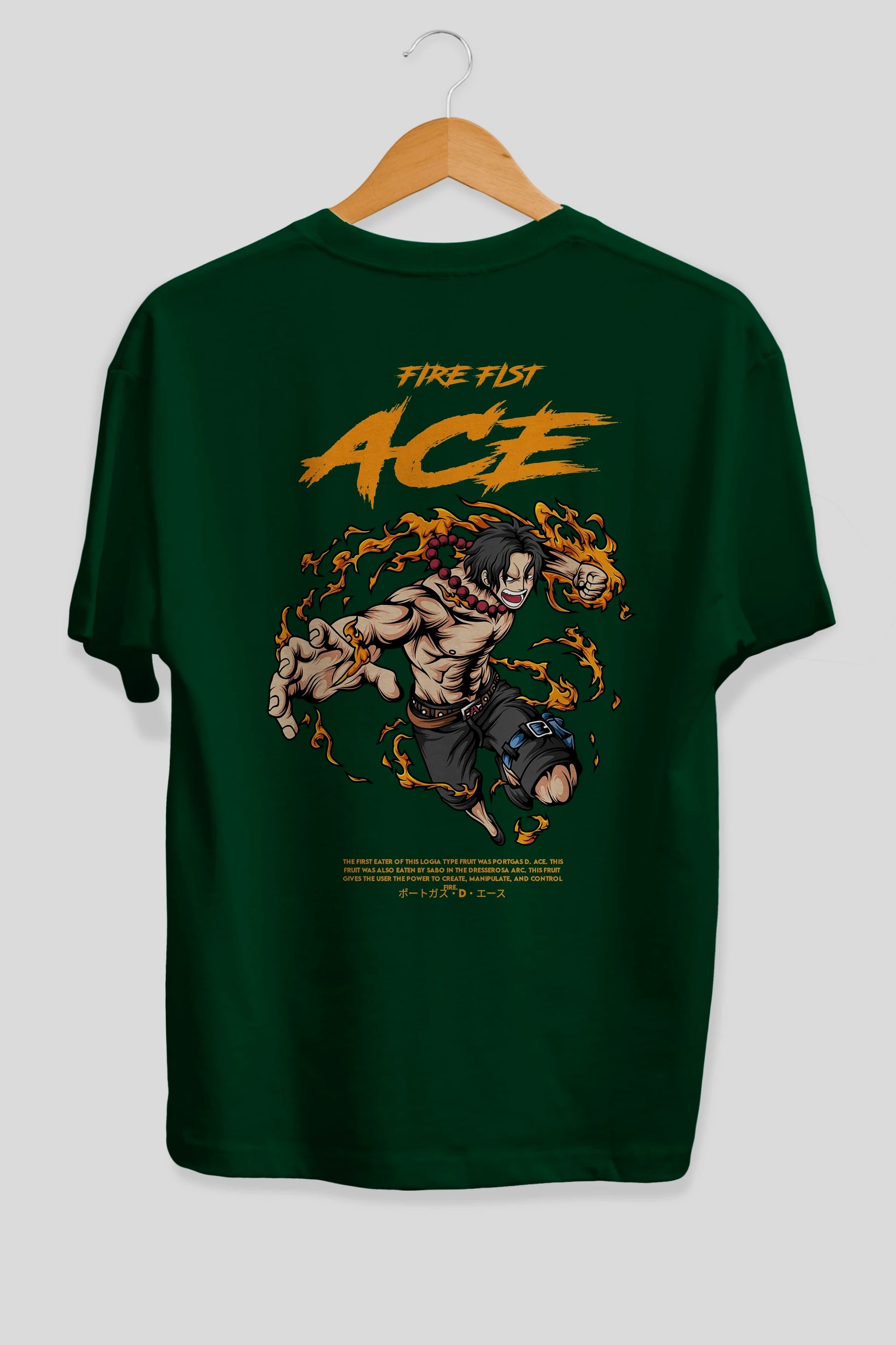 Fire Fist Ace Anime Arka Baskılı Oversize t-shirt Erkek Kadın Unisex