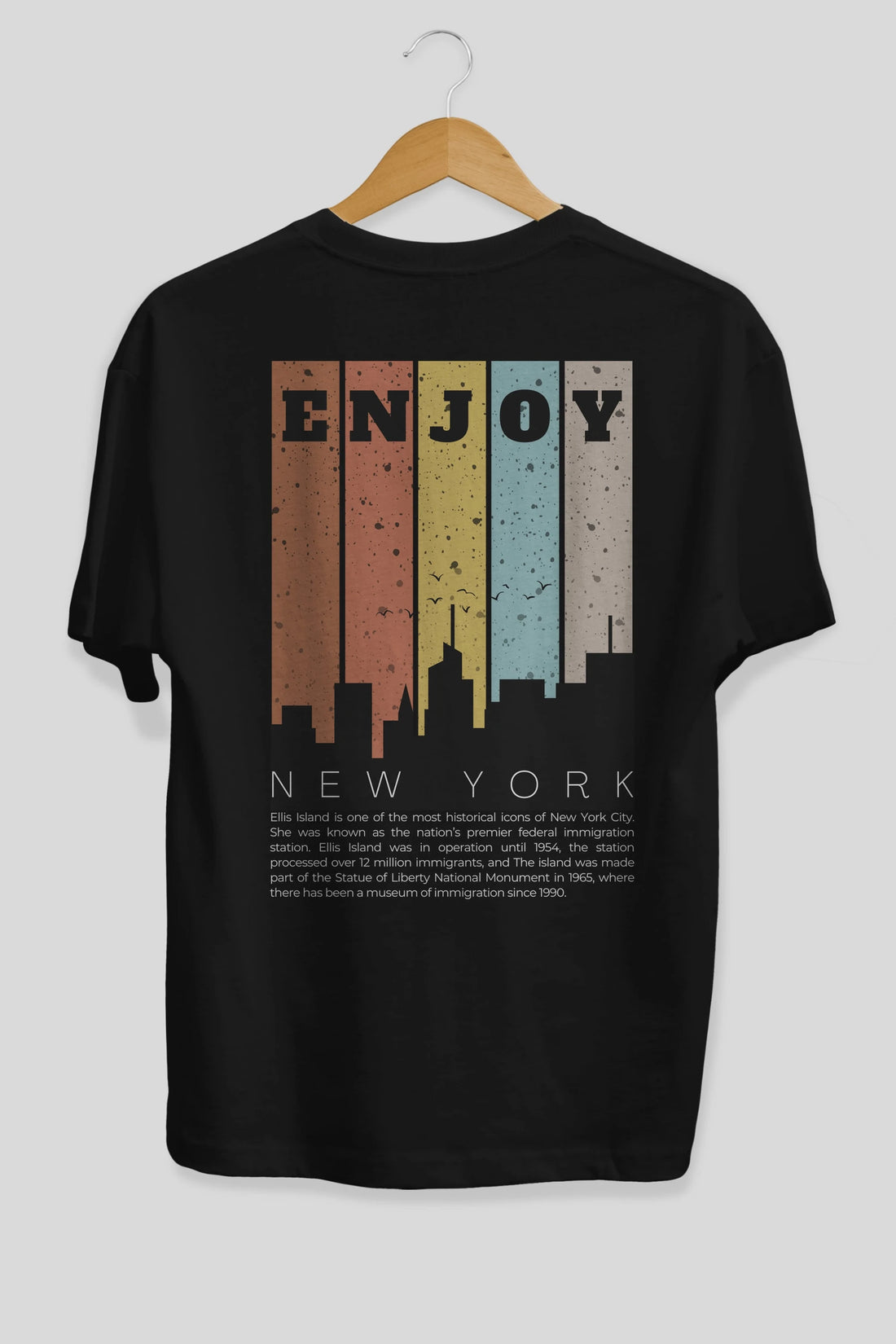 Enjoy New York Yazılı Arka Baskılı Oversize t-shirt Erkek Kadın Unisex