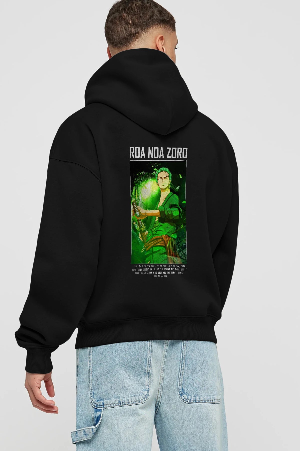 Roronoa Zoro 5 Anime Arka Baskılı Hoodie Oversize Kapüşonlu Sweatshirt Erkek Kadın Unisex