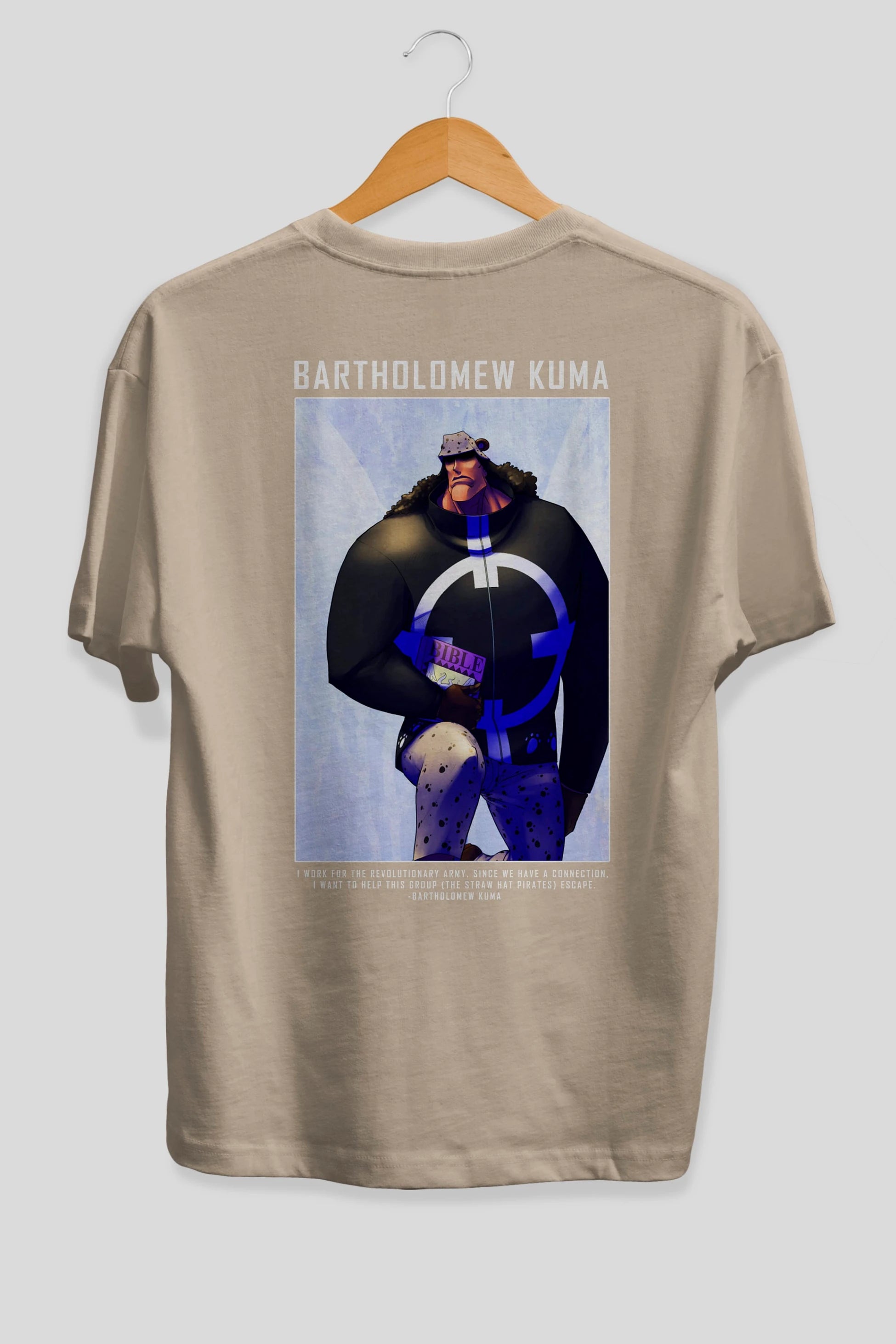 Bartholomew Kuma Anime Arka Baskılı Oversize t-shirt Erkek Kadın Unisex %100 pamuk tişort