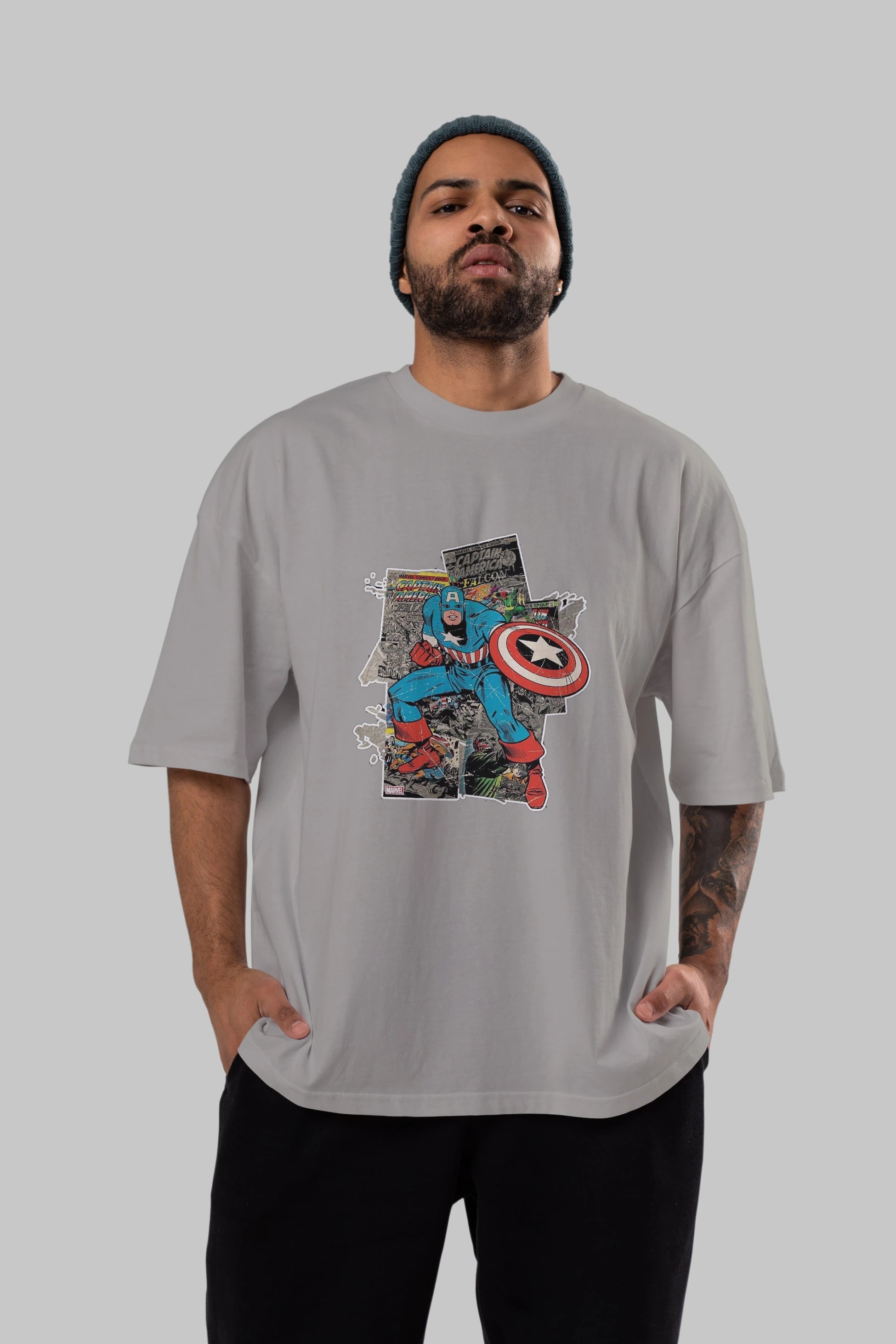 Captain America (2) Ön Baskılı Oversize t-shirt Erkek Kadın Unisex %100 Pamuk Bisiklet Yaka tişort