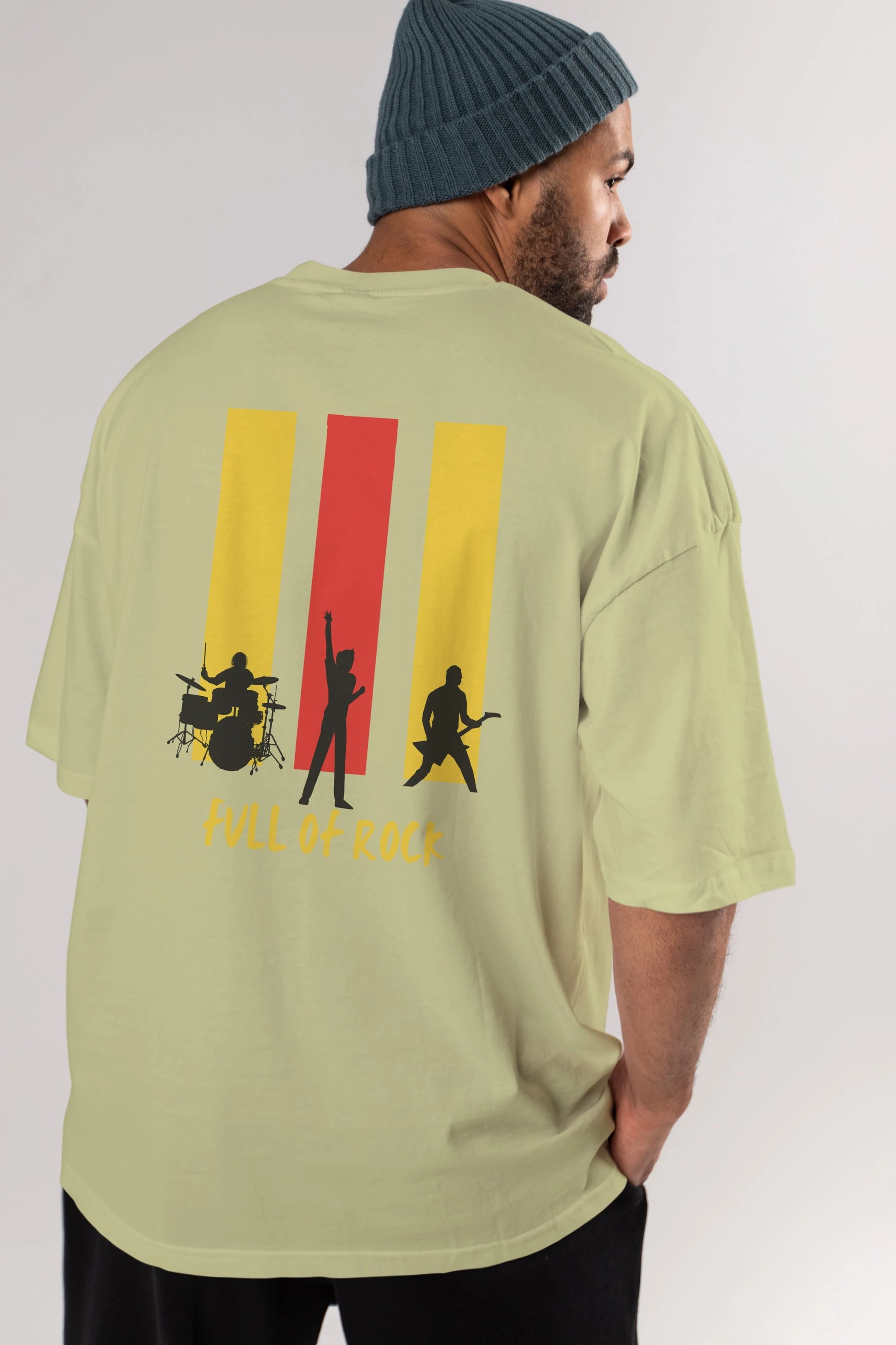 Full of Rock Yazılı Arka Baskılı Oversize t-shirt Erkek Kadın Unisex