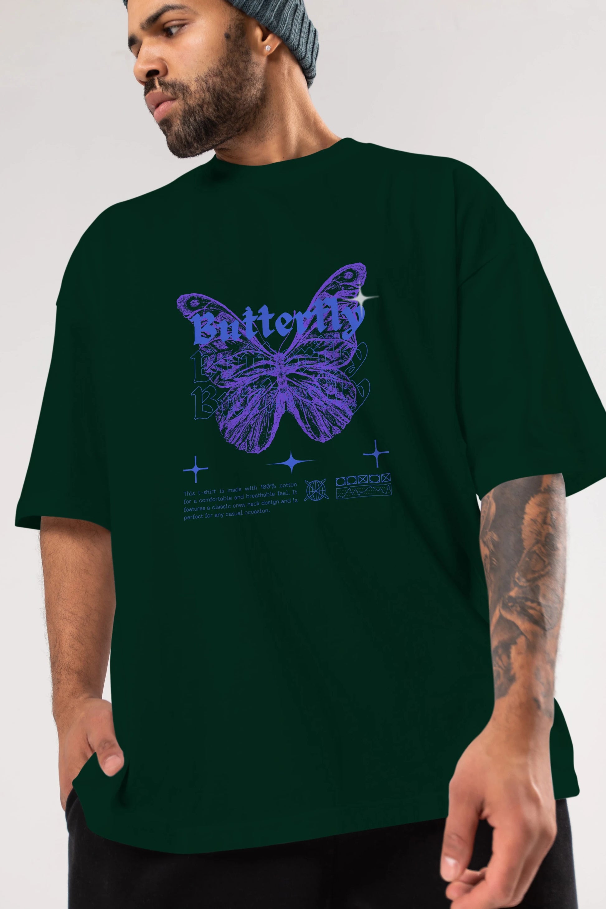 Butterfly Streetwear Ön Baskılı Oversize t-shirt Erkek Kadın Unisex
