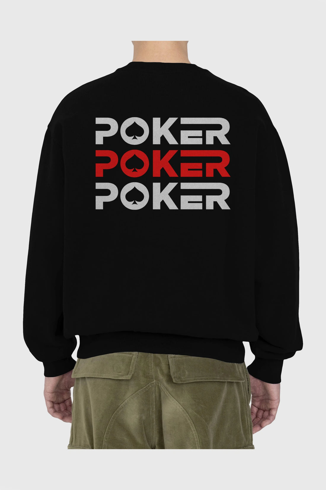 Poker Arka Baskılı Oversize Sweatshirt Erkek Kadın Unisex